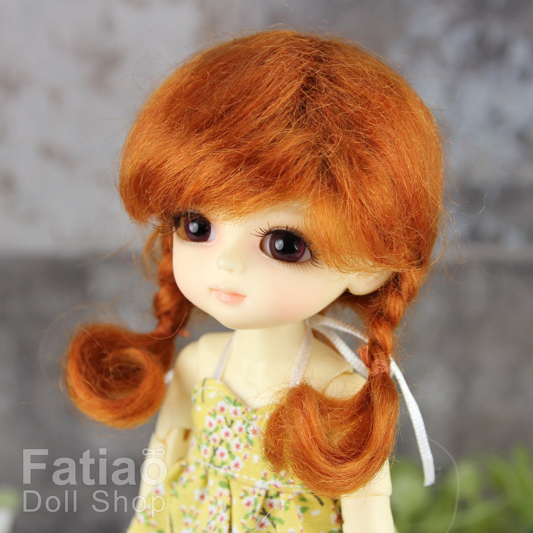 Fatiao - BJD Dollfie Lati Yellow Pukifee 5-6 inch Mohair Doll Wig - Carrot