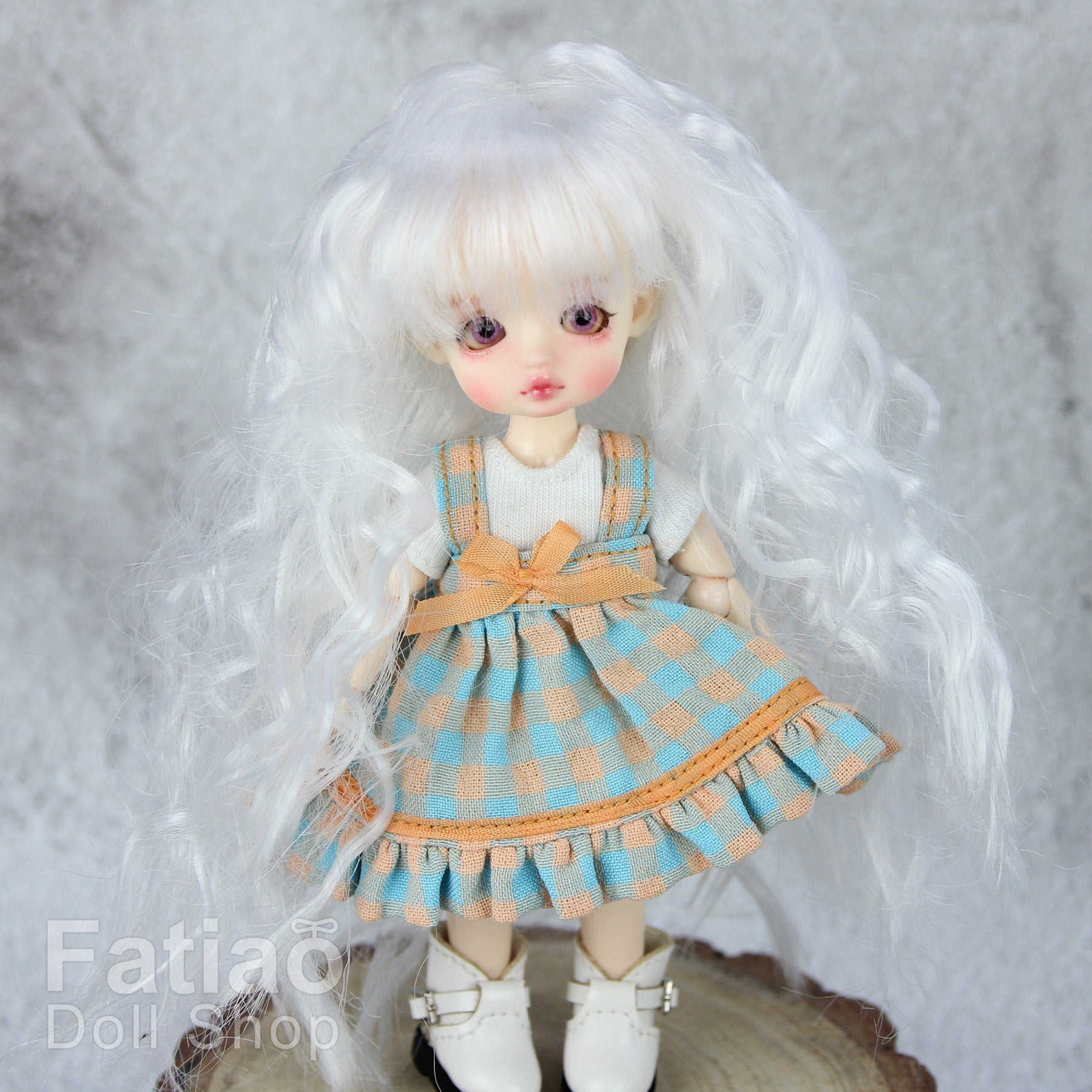 Fatiao - New BJD Dollfie pukipuki brownie 3-4" Doll Wig - White