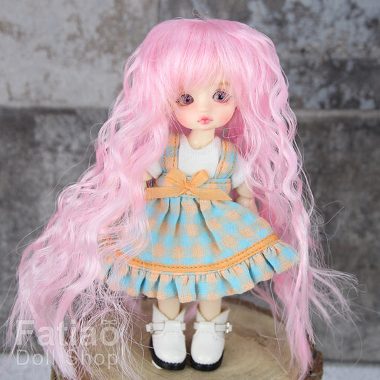 Fatiao - New BJD Dollfie pukipuki brownie 3-4" Doll curls Wig - Pink