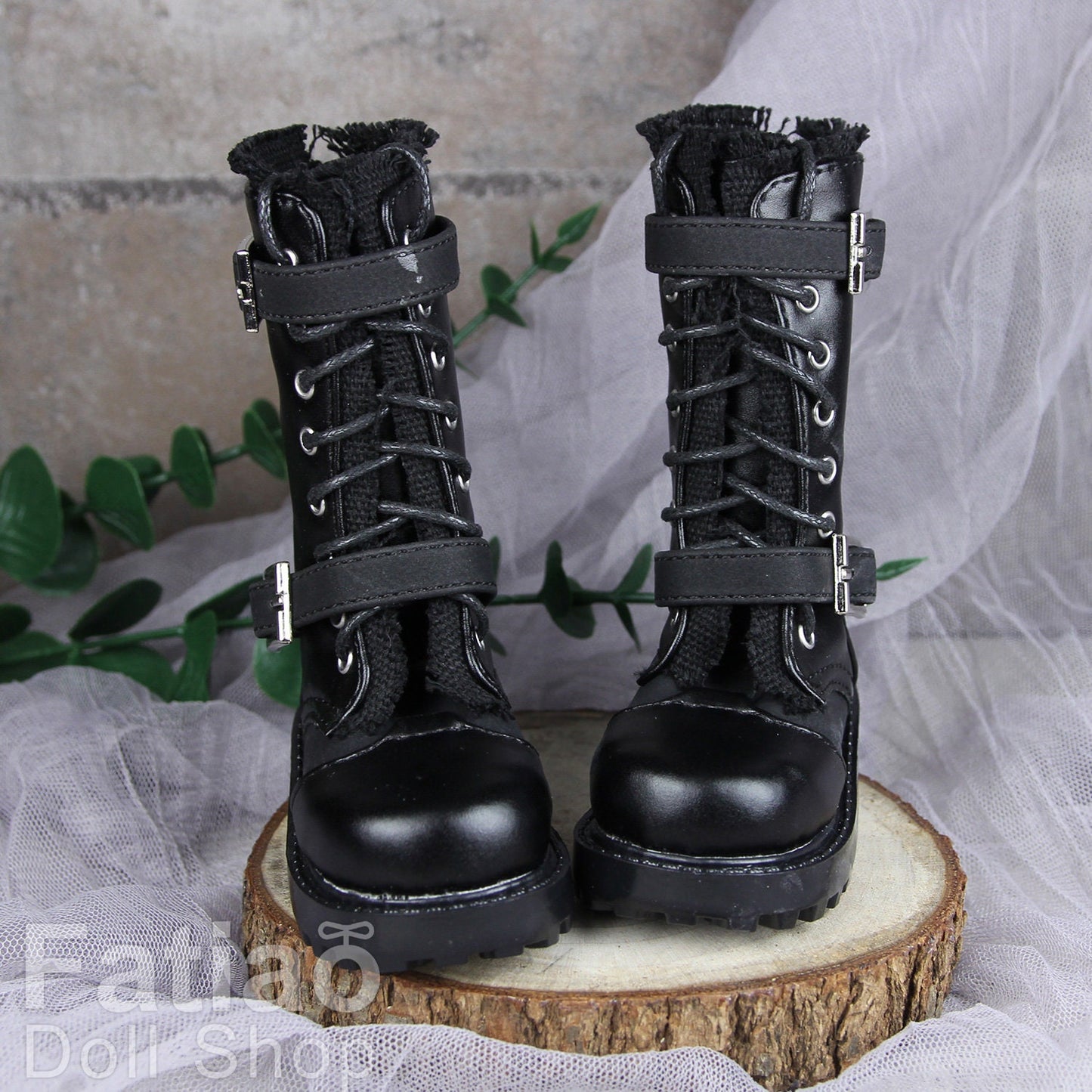 Fatiao - 1/3 BJD SD Supper dollfie Boots Dolls Shoes - Black (Size 7.5cm)