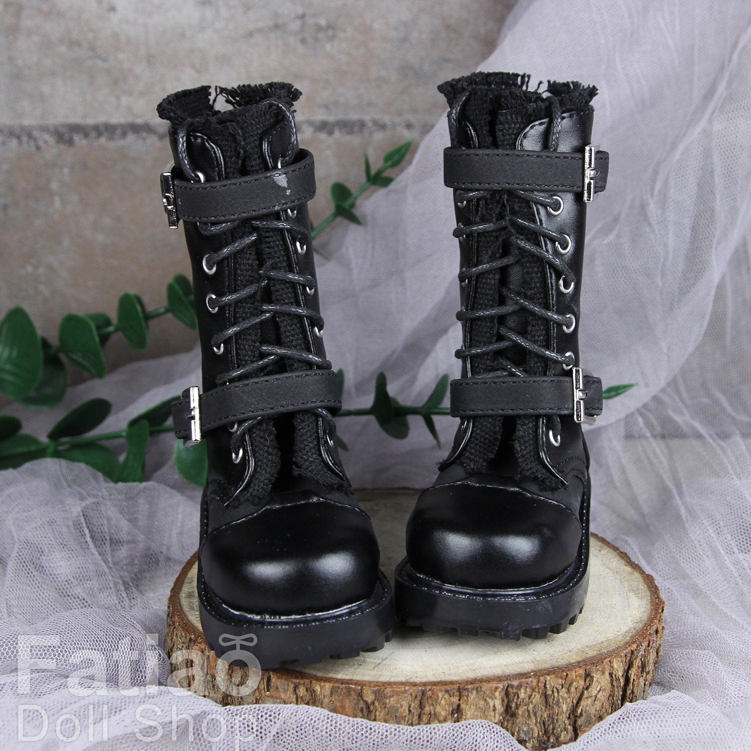 Fatiao - 1/3 BJD SD Supper dollfie Boots Dolls Shoes - Black (Size 7.5cm)