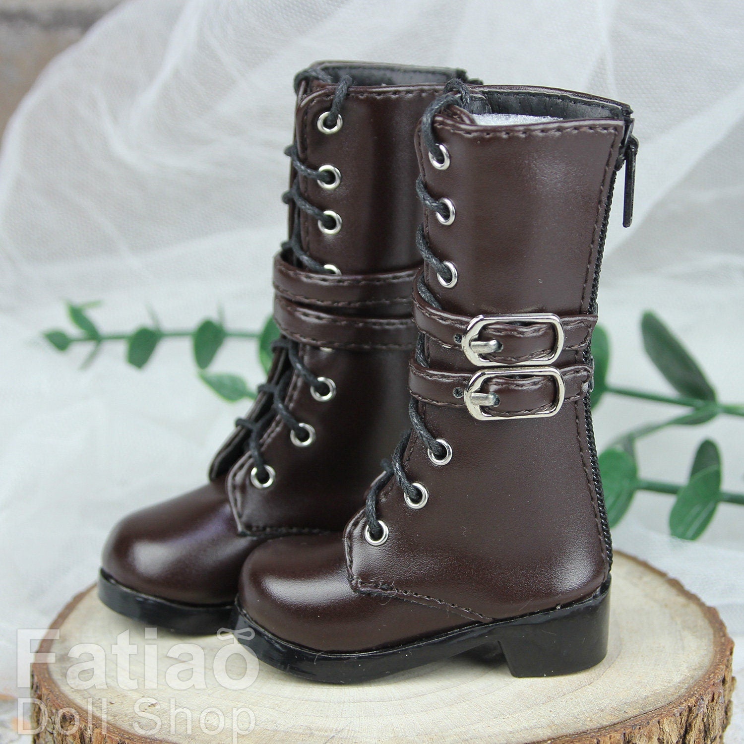 Fatiao - New 1/4 BJD MSD Dollfie Dolls Shoes Boots - Dark Brown (Size 5.5cm)