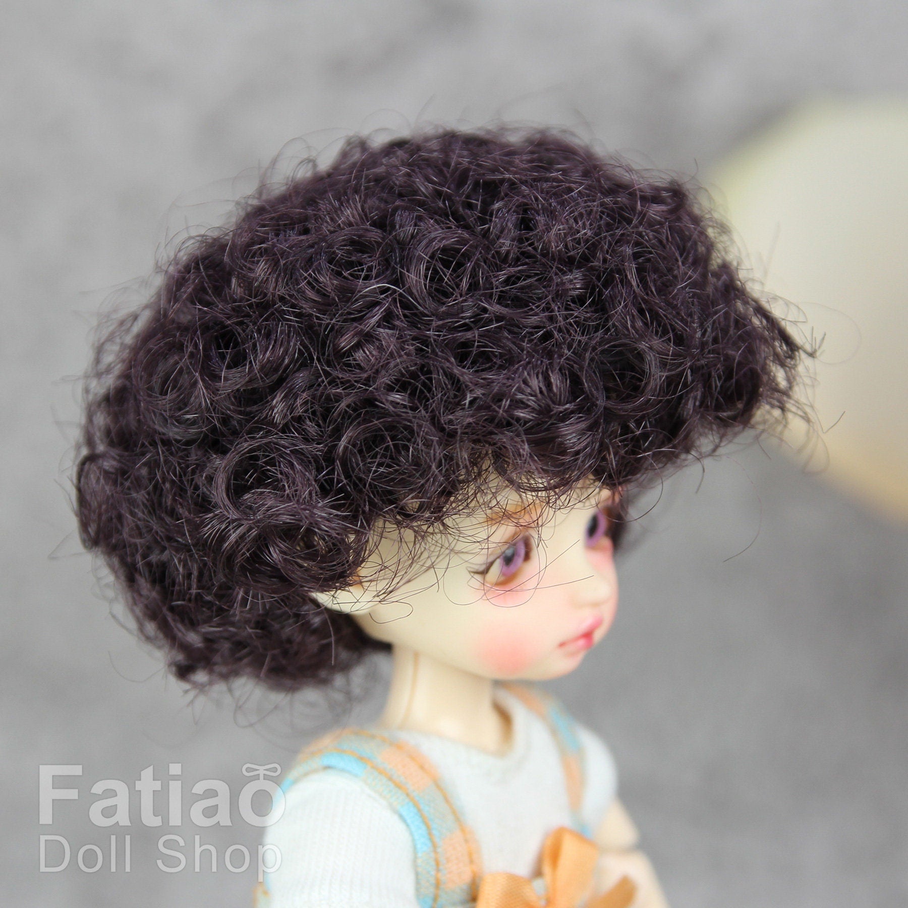 Fatiao - New BJD Dollfie 1/12 pukipuki BF Pocket 3-4" Doll Wig - deep black brown