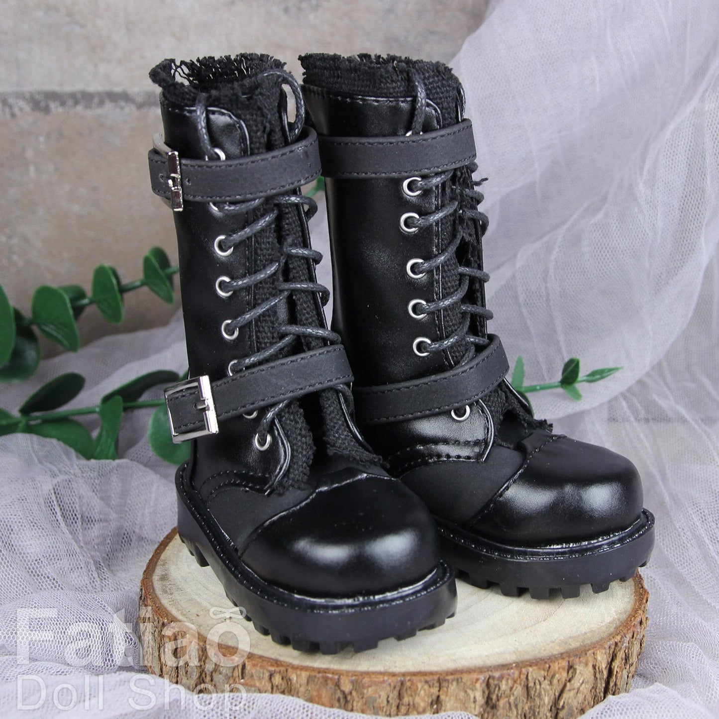 Fatiao - 1/3 BJD SD Supper dollfie Boots Dolls Shoes - Black (Size 7.5cm)