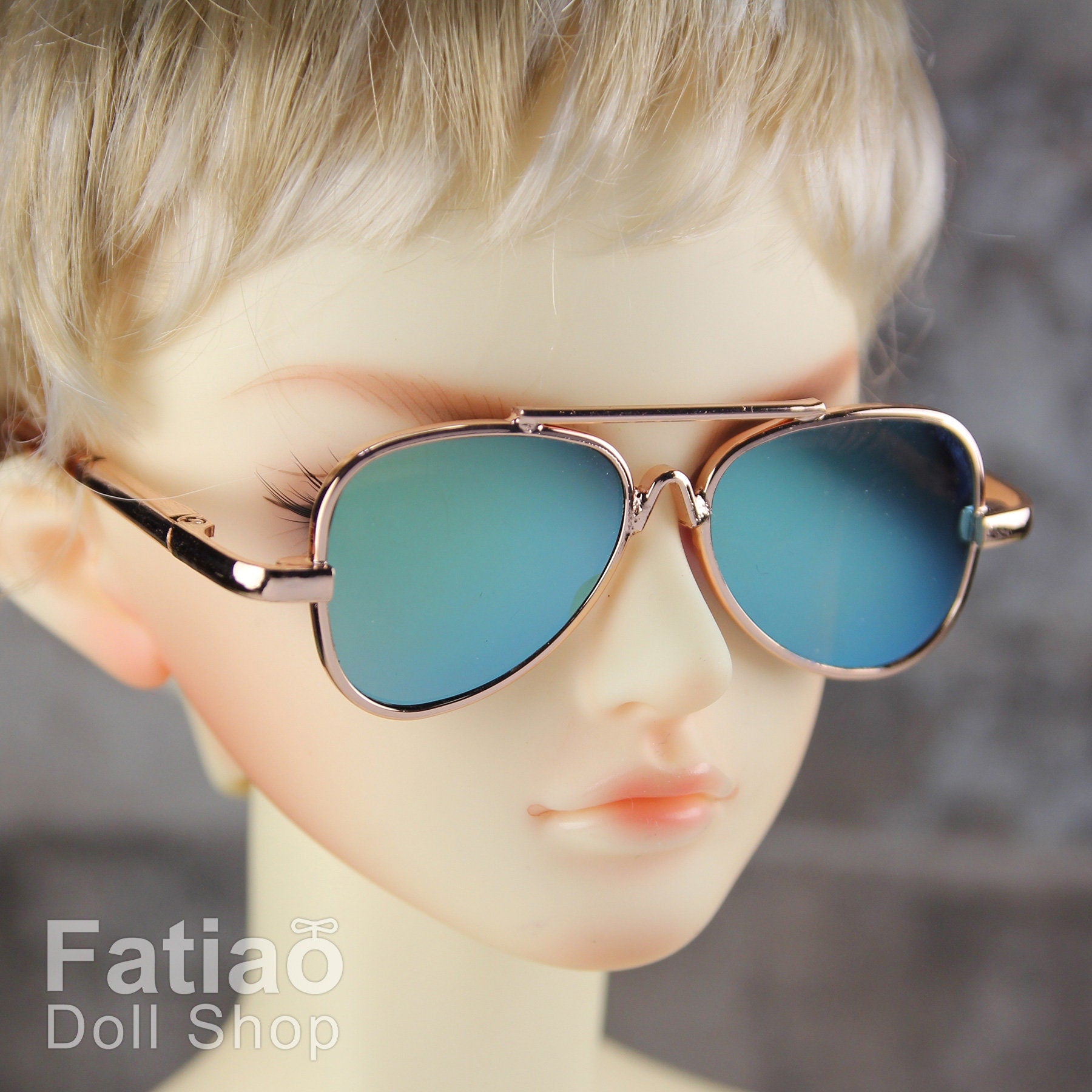 New fashion Rimless Frames Dolls Sun Glasses fit 1/3 BJD SD Super Dollfie - Gold