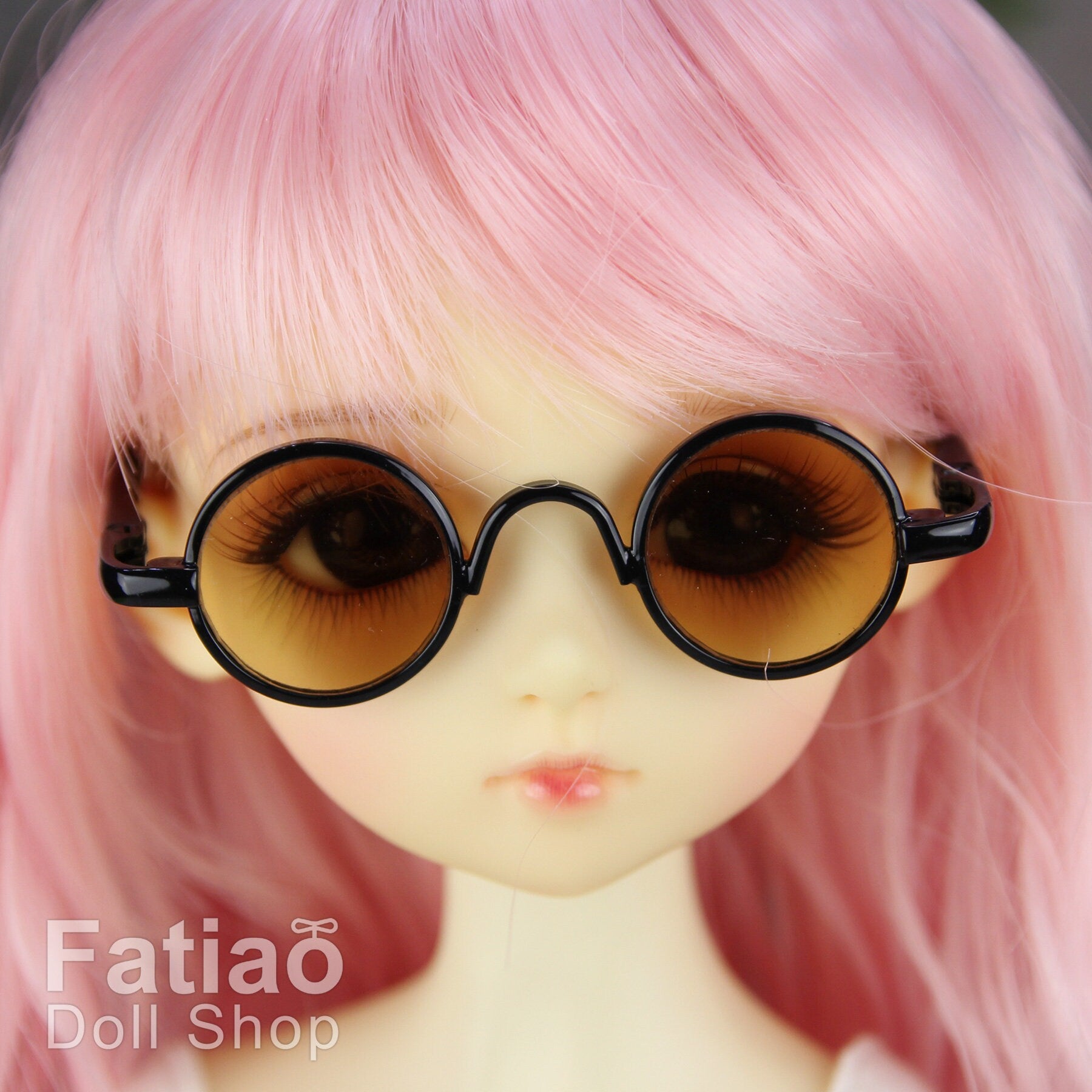 New fashion Dolls Round frame glasses fit 1/4 BJD MSD mini Super Dollfie - Tea Black