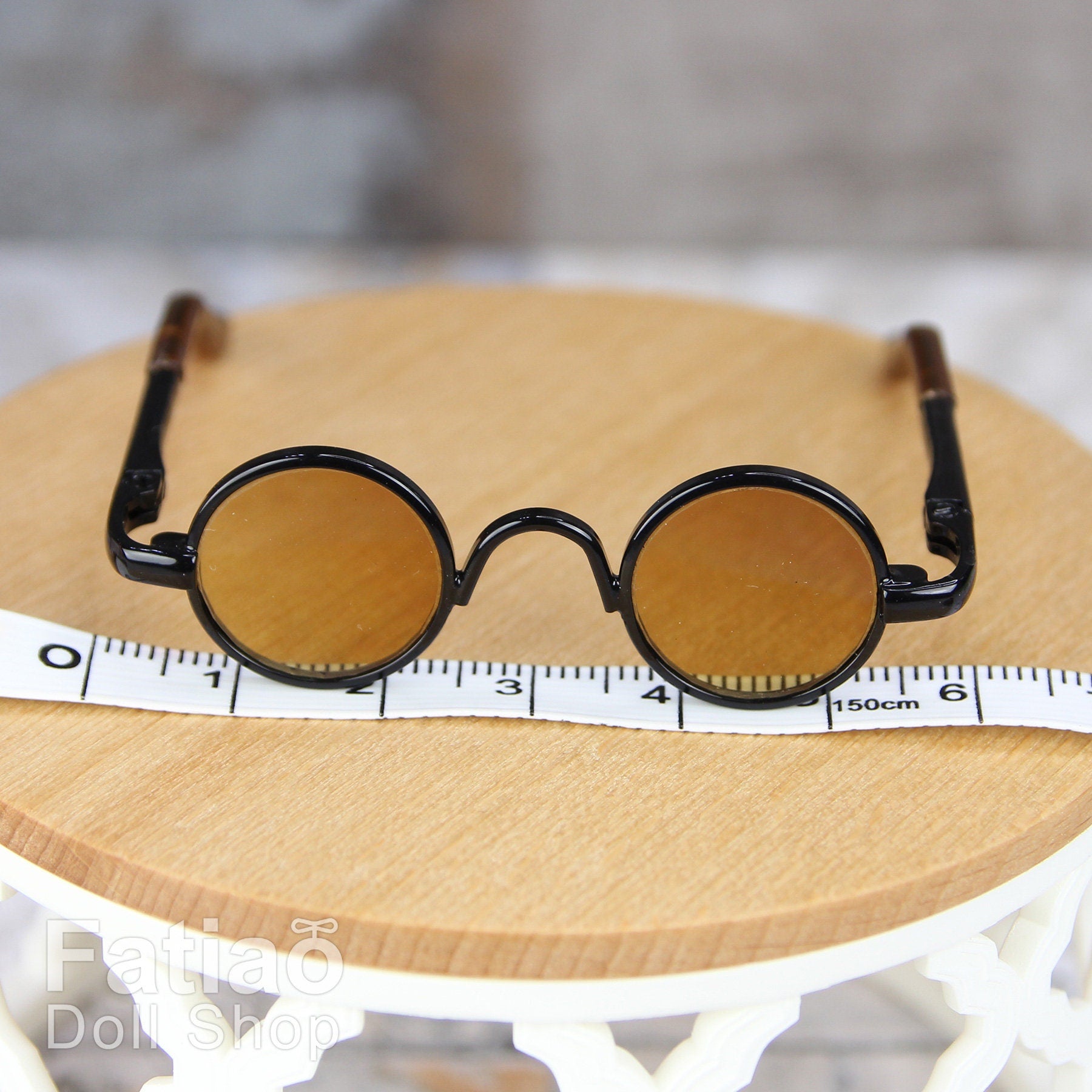 New fashion Dolls Round frame glasses fit 1/4 BJD MSD mini Super Dollfie - Tea Black