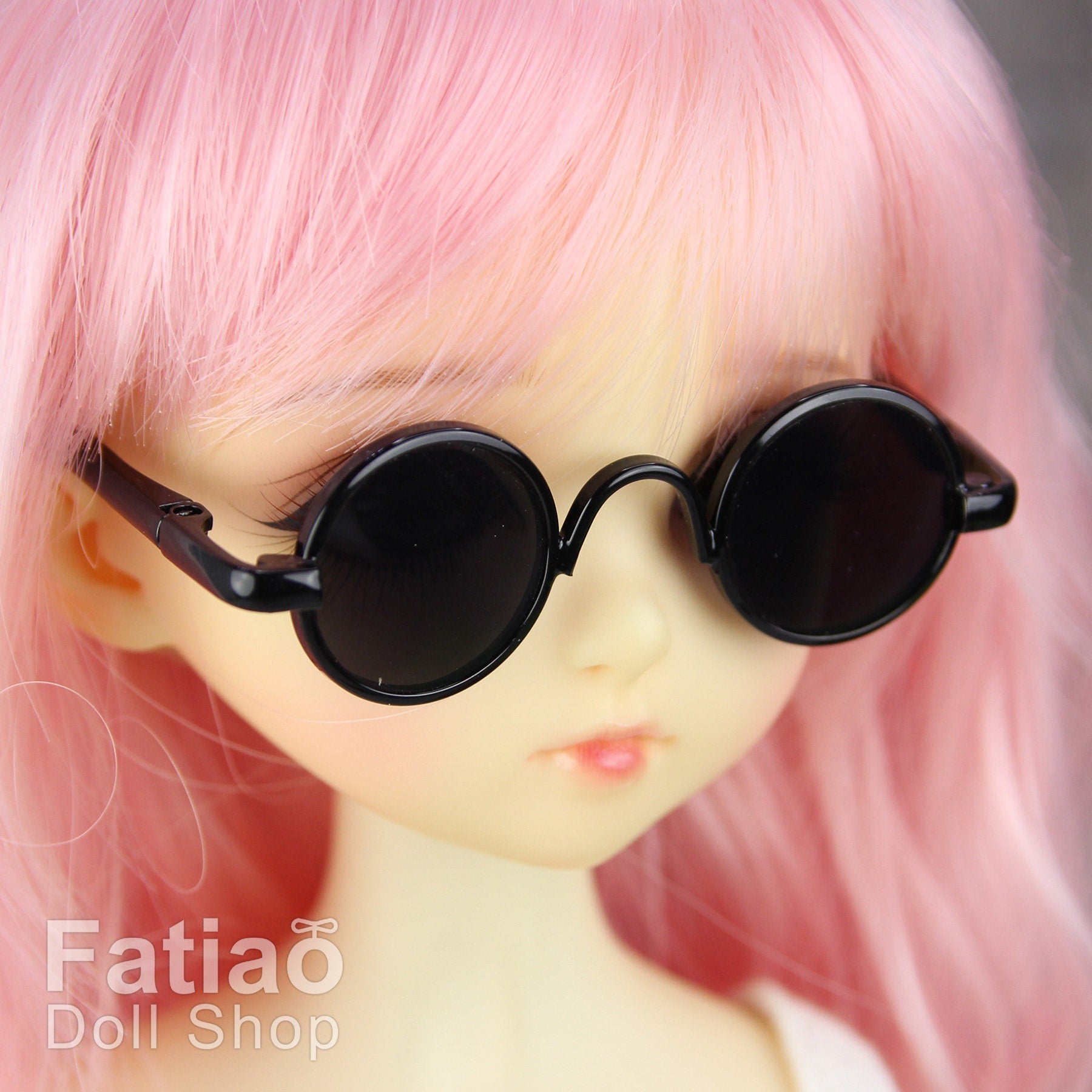 New fashion Dolls Round frame glasses fit 1/4 BJD MSD mini Super Dollfie - Black