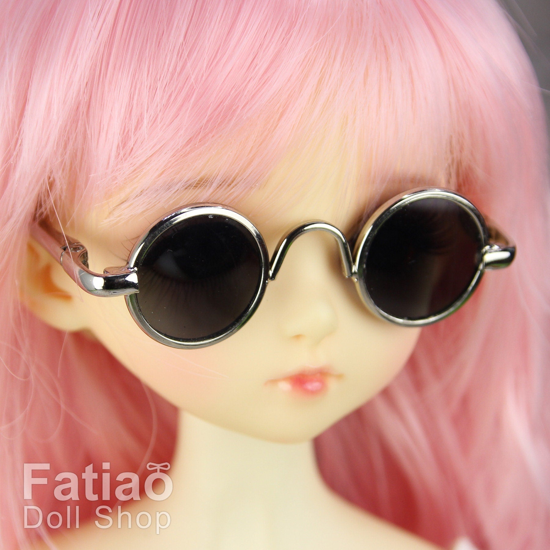 New fashion Dolls Round frame glasses fit 1/4 BJD MSD mini Super Dollfie - silver