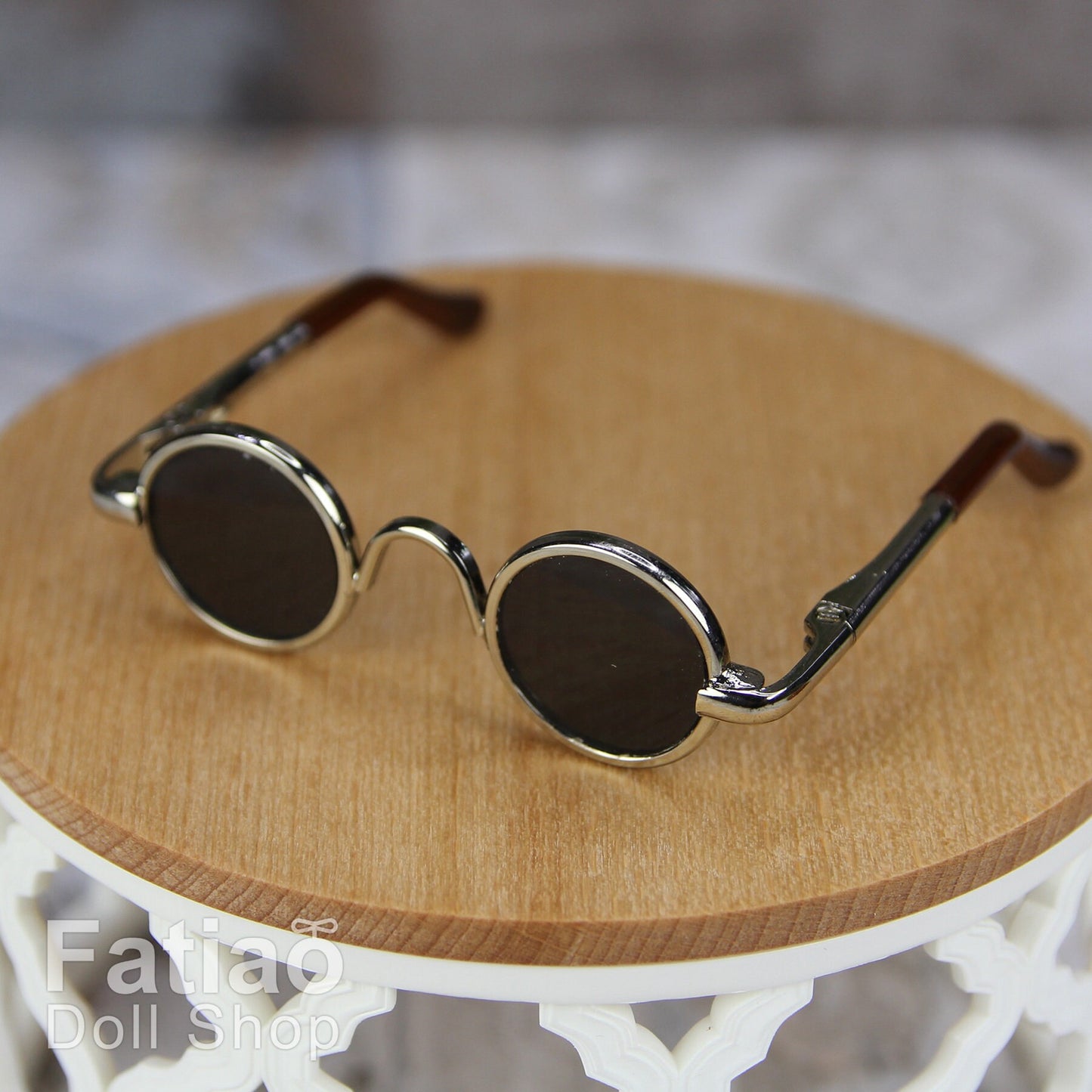 New fashion Dolls Round frame glasses fit 1/4 BJD MSD mini Super Dollfie - silver