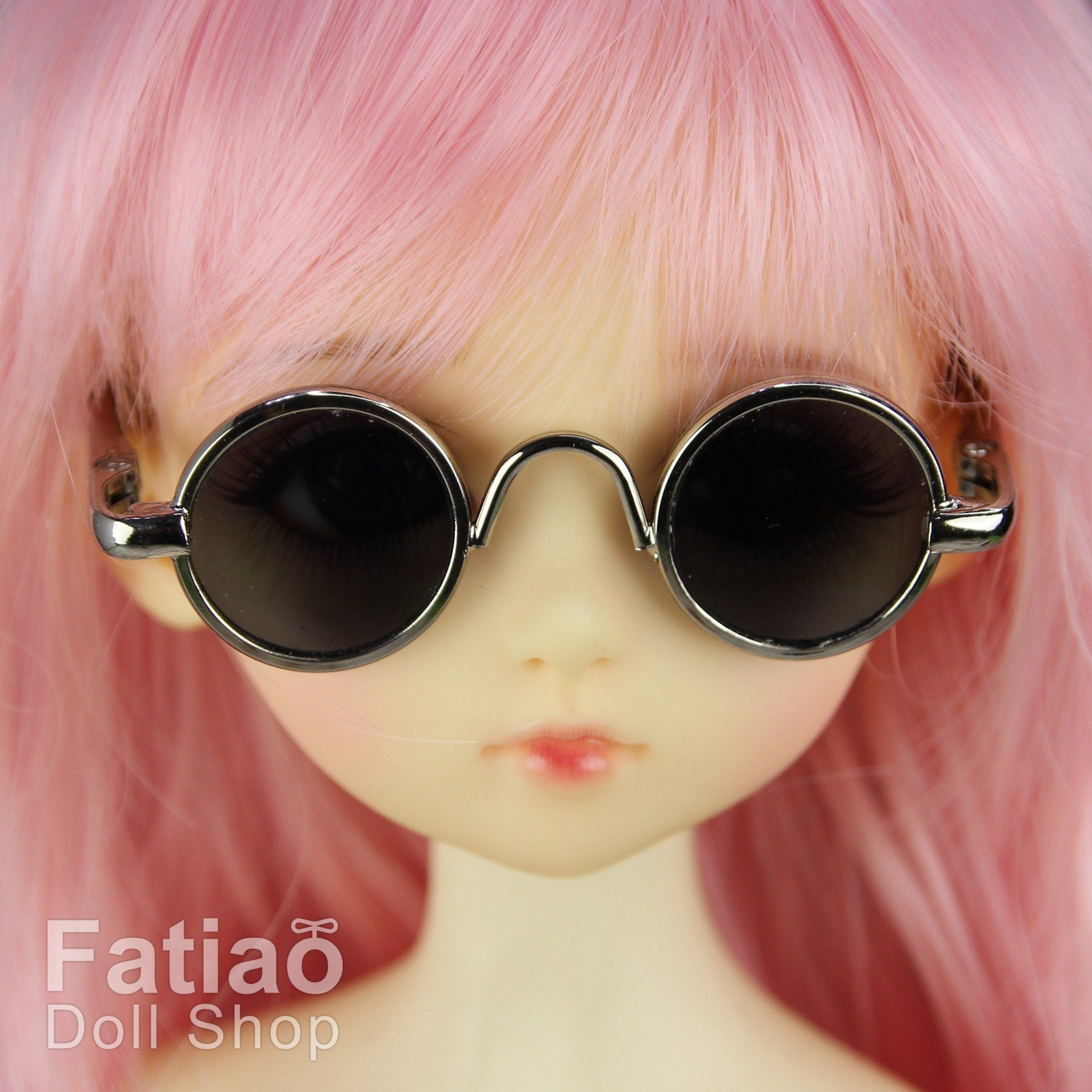 New fashion Dolls Round frame glasses fit 1/4 BJD MSD mini Super Dollfie - silver