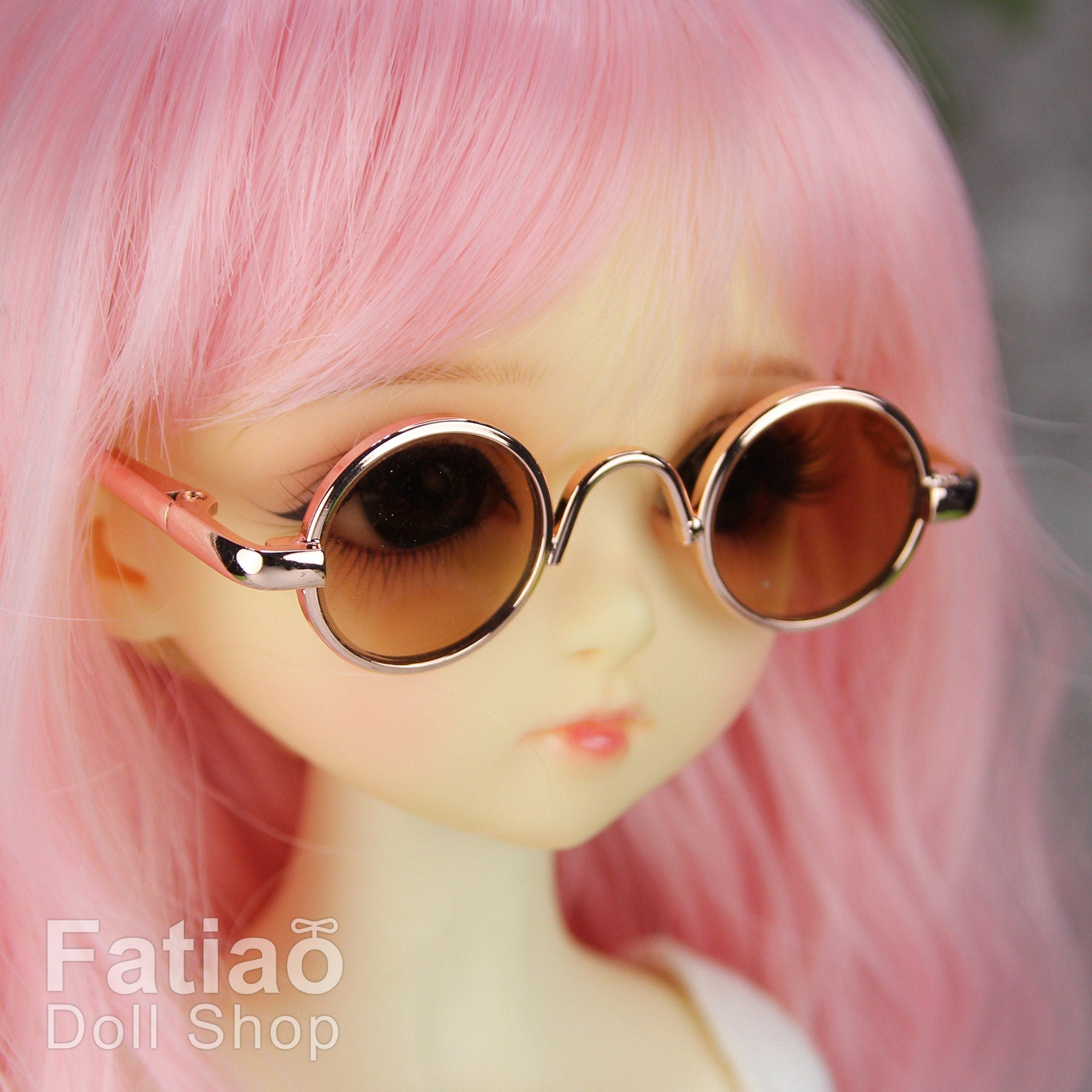 New fashion Dolls Round frame glasses fit 1/4 BJD MSD mini Super Dollfie - Gold