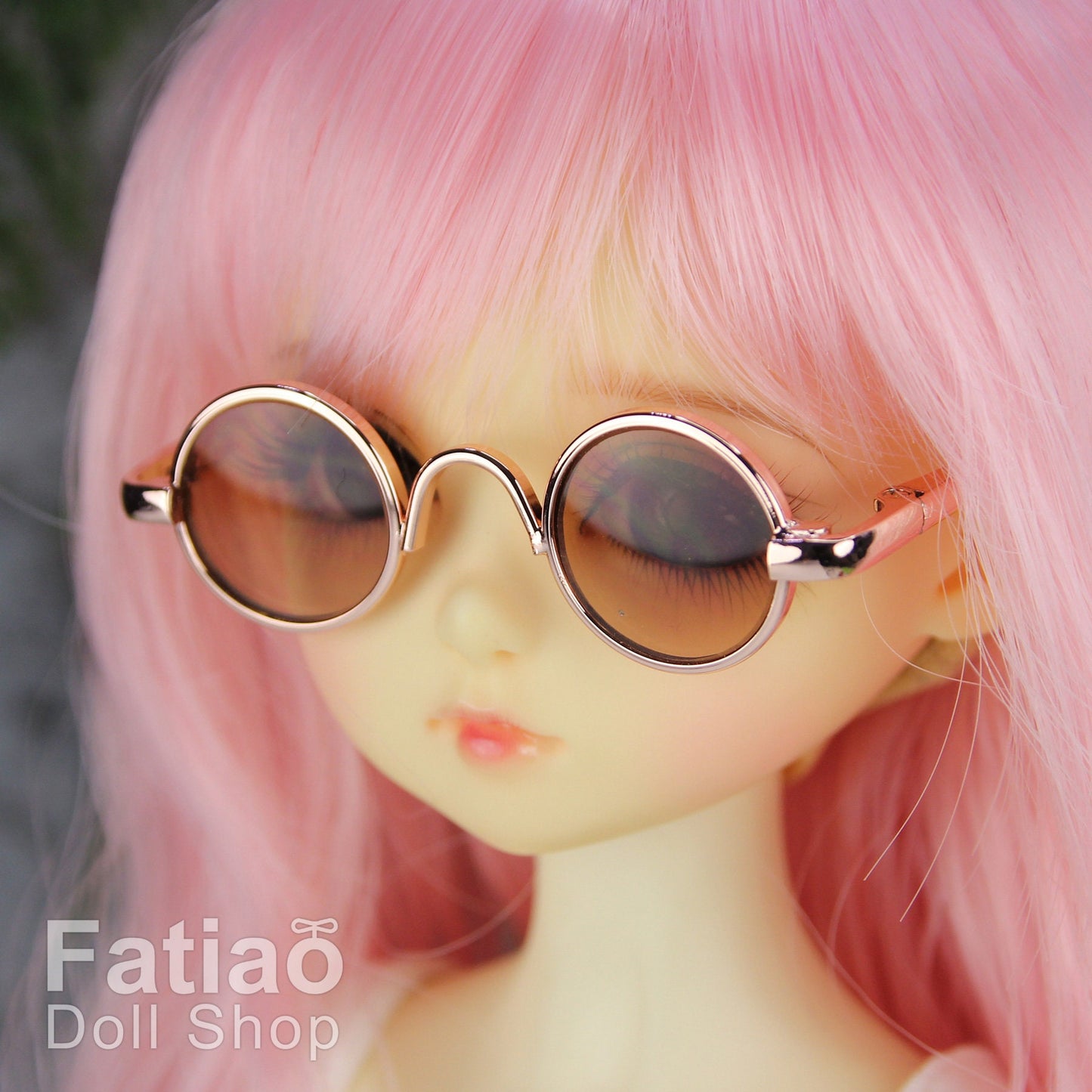 New fashion Dolls Round frame glasses fit 1/4 BJD MSD mini Super Dollfie - Gold