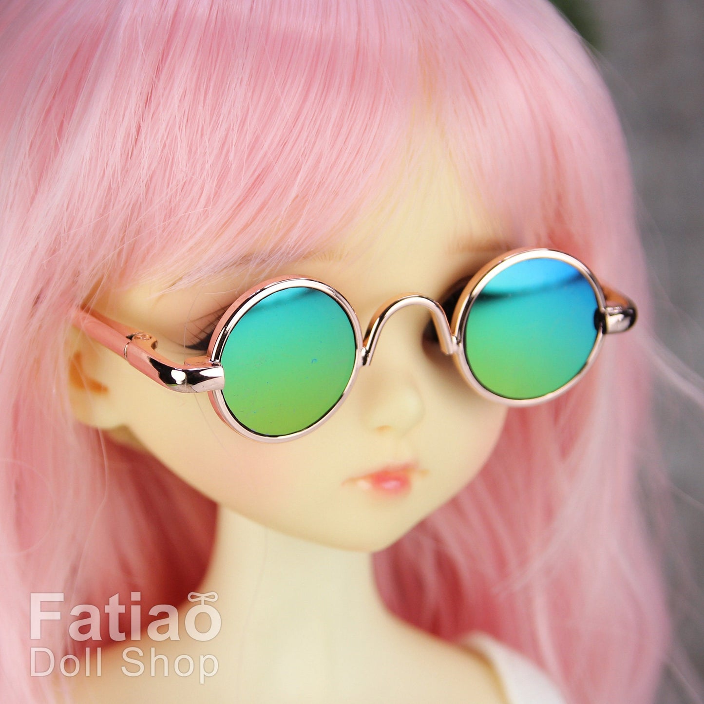 New fashion Dolls Round frame glasses fit 1/4 BJD MSD mini Super Dollfie - Gold Colorful