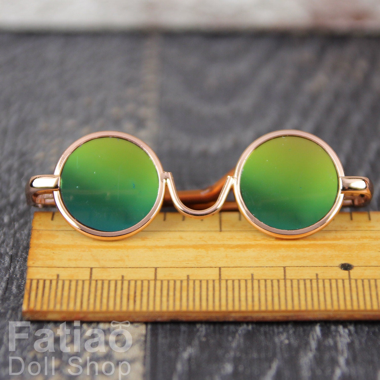 New fashion Dolls Round frame glasses fit 1/4 BJD MSD mini Super Dollfie - Gold Colorful