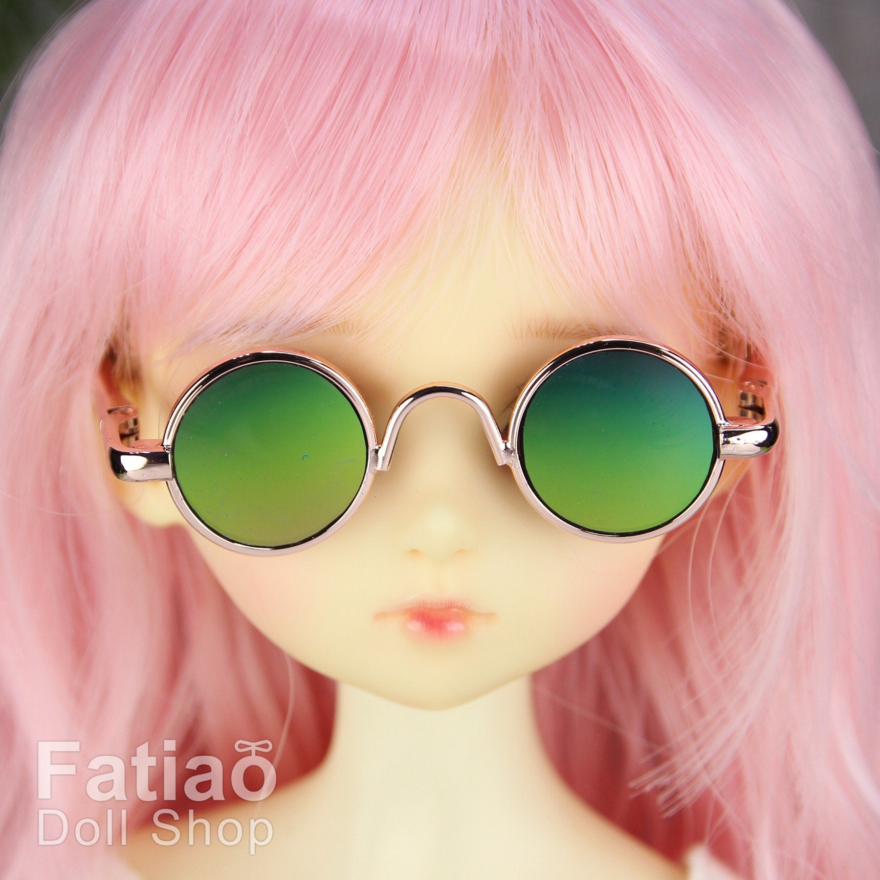 New fashion Dolls Round frame glasses fit 1/4 BJD MSD mini Super Dollfie - Gold Colorful