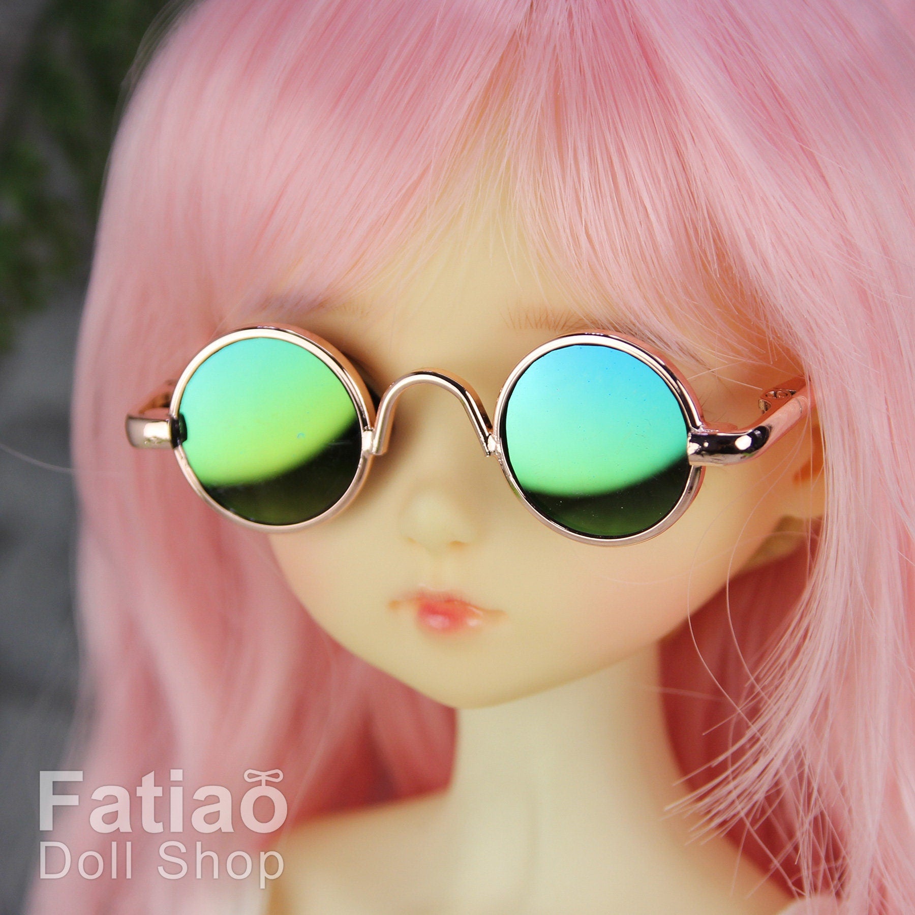 New fashion Dolls Round frame glasses fit 1/4 BJD MSD mini Super Dollfie - Gold Colorful