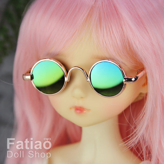New fashion Dolls Round frame glasses fit 1/4 BJD MSD mini Super Dollfie - Gold Colorful