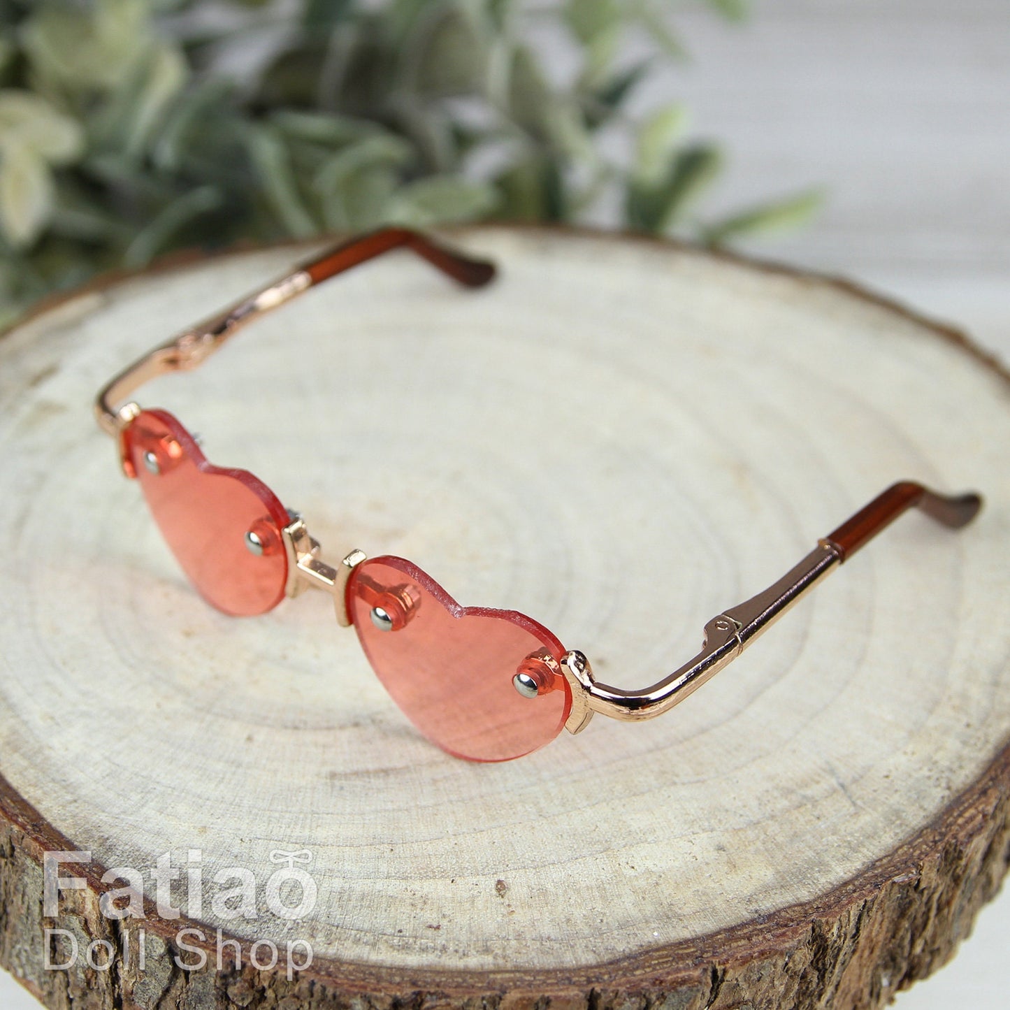 New fashion Rimless Frames Dolls Glasses fit 1/3 BJD SD Super Dollfie Red Heart