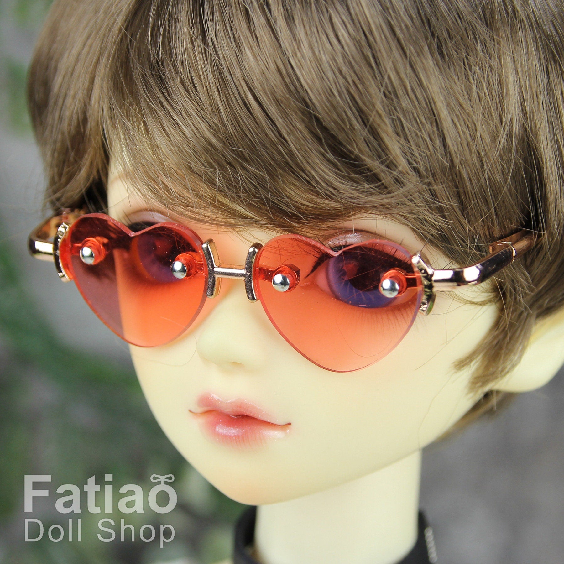 New fashion Rimless Frames Dolls Glasses fit 1/3 BJD SD Super Dollfie Red Heart