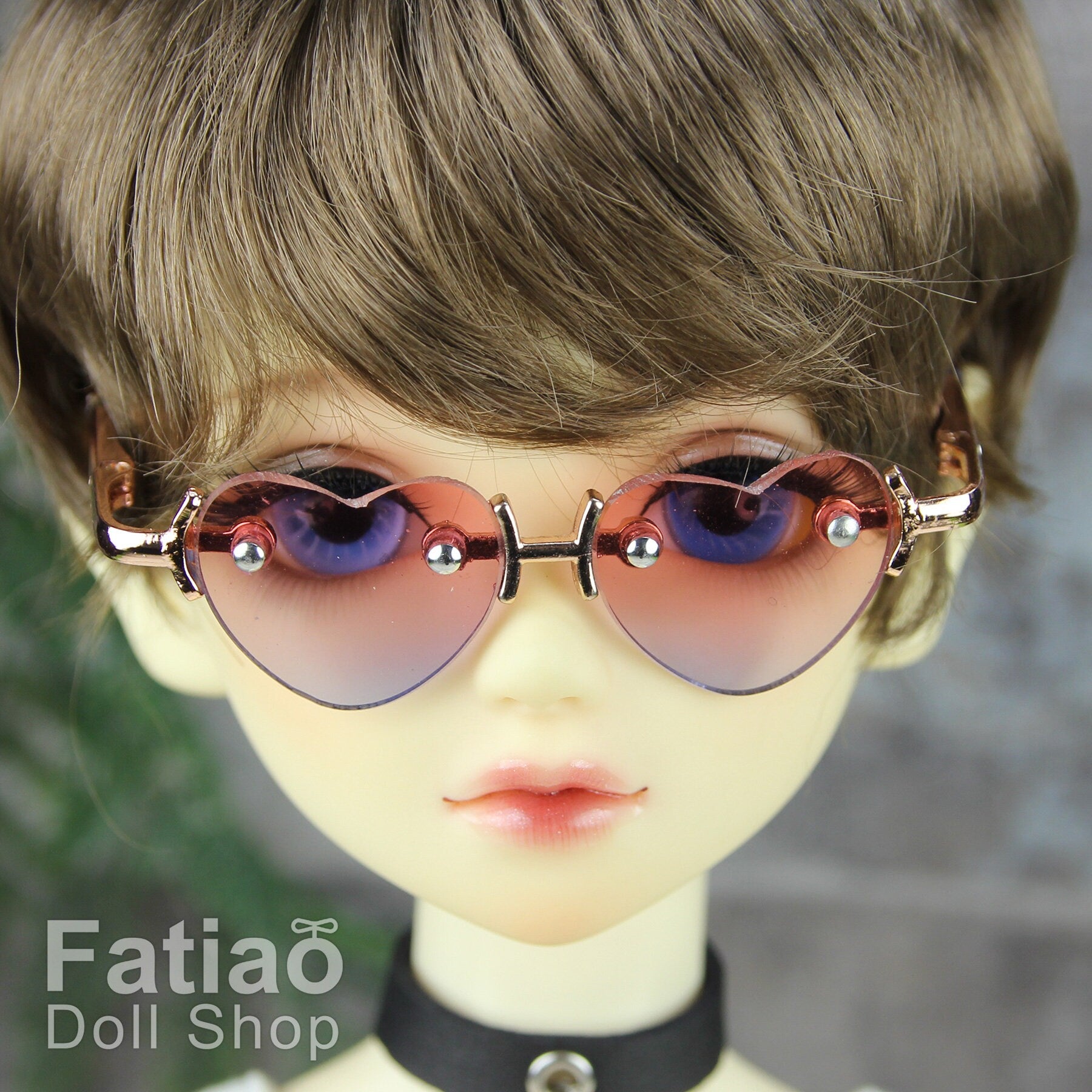 New fashion Rimless Frames Dolls Glasses fit 1/3 BJD SD Super Dollfie Heart Gradient color