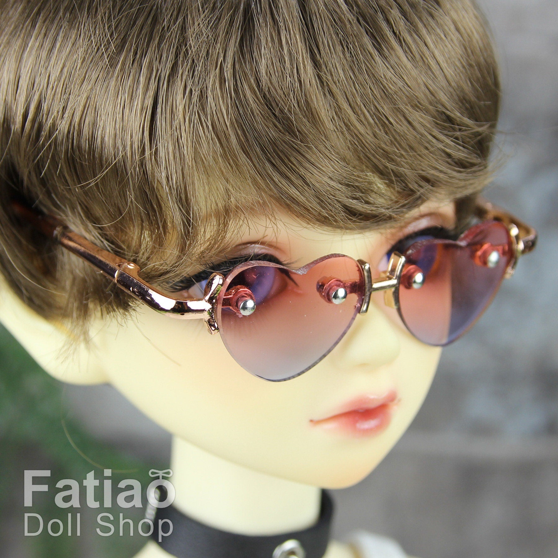 New fashion Rimless Frames Dolls Glasses fit 1/3 BJD SD Super Dollfie Heart Gradient color