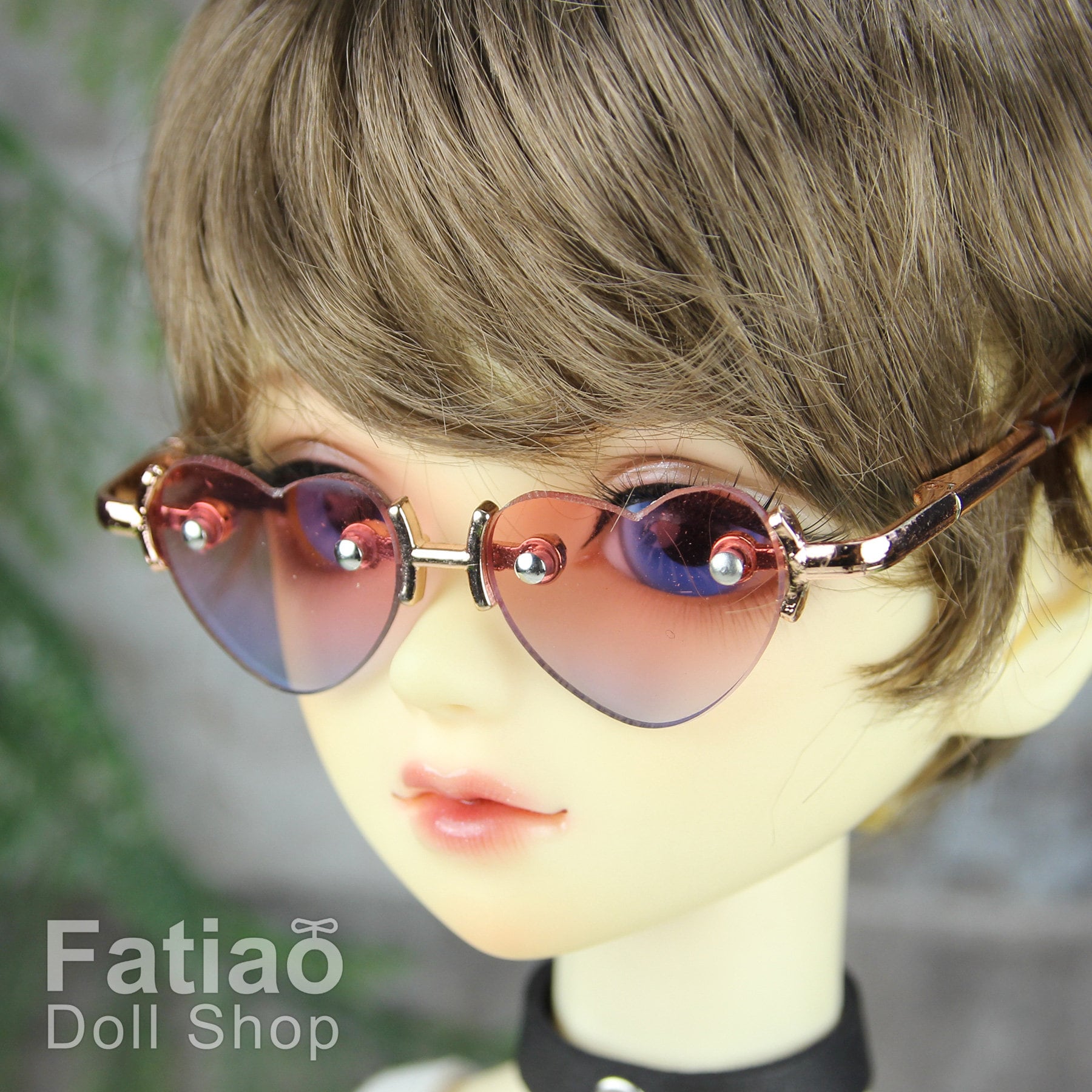New fashion Rimless Frames Dolls Glasses fit 1/3 BJD SD Super Dollfie Heart Gradient color