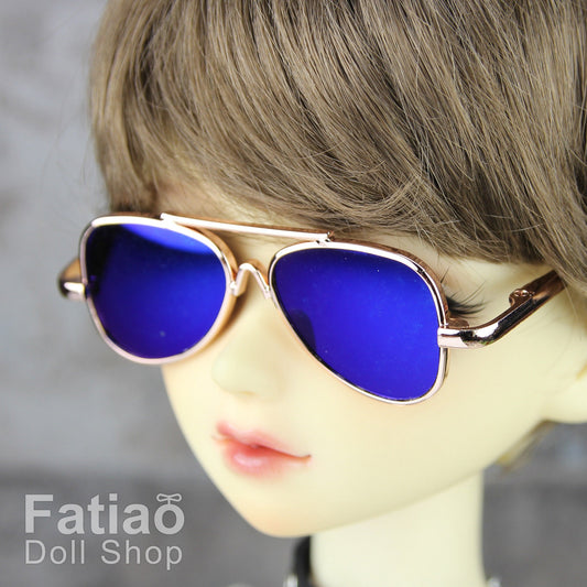 New fashion Rimless Frames Dolls Sun Glasses fit 1/3 BJD SD Super Dollfie - Gold Blue