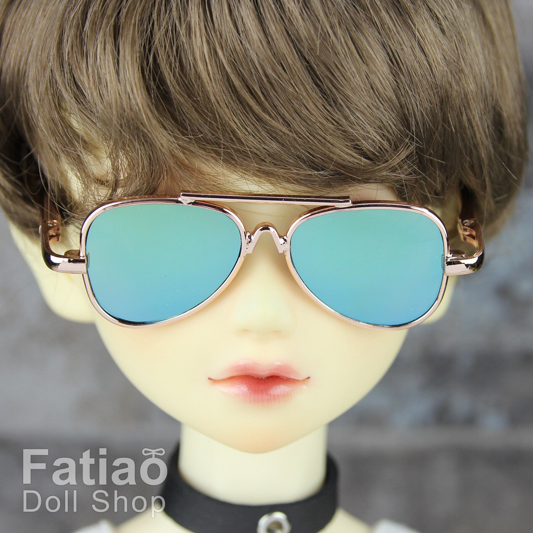 New fashion Rimless Frames Dolls Sun Glasses fit 1/3 BJD SD Super Dollfie - Gold
