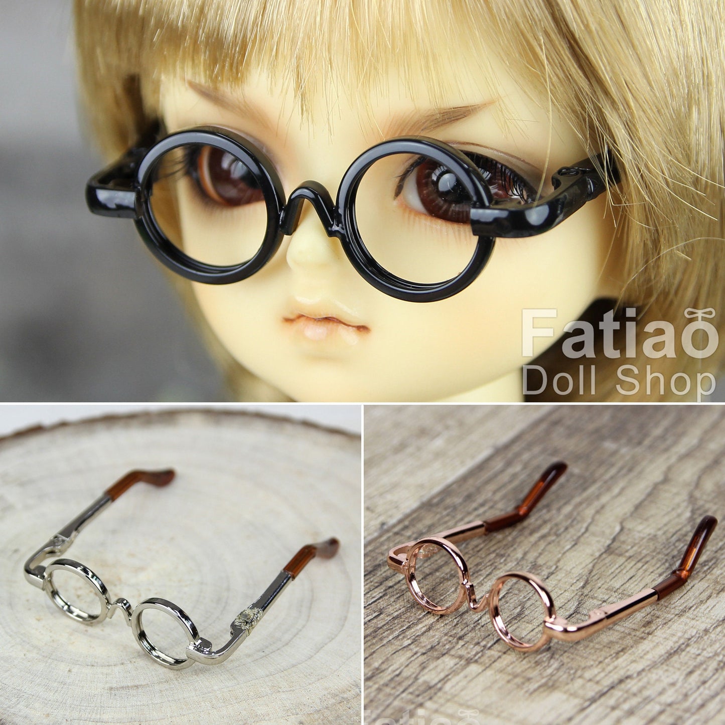New fashion Full-Rim Dolls round Glasses fit 1/6 BJD YOSD size