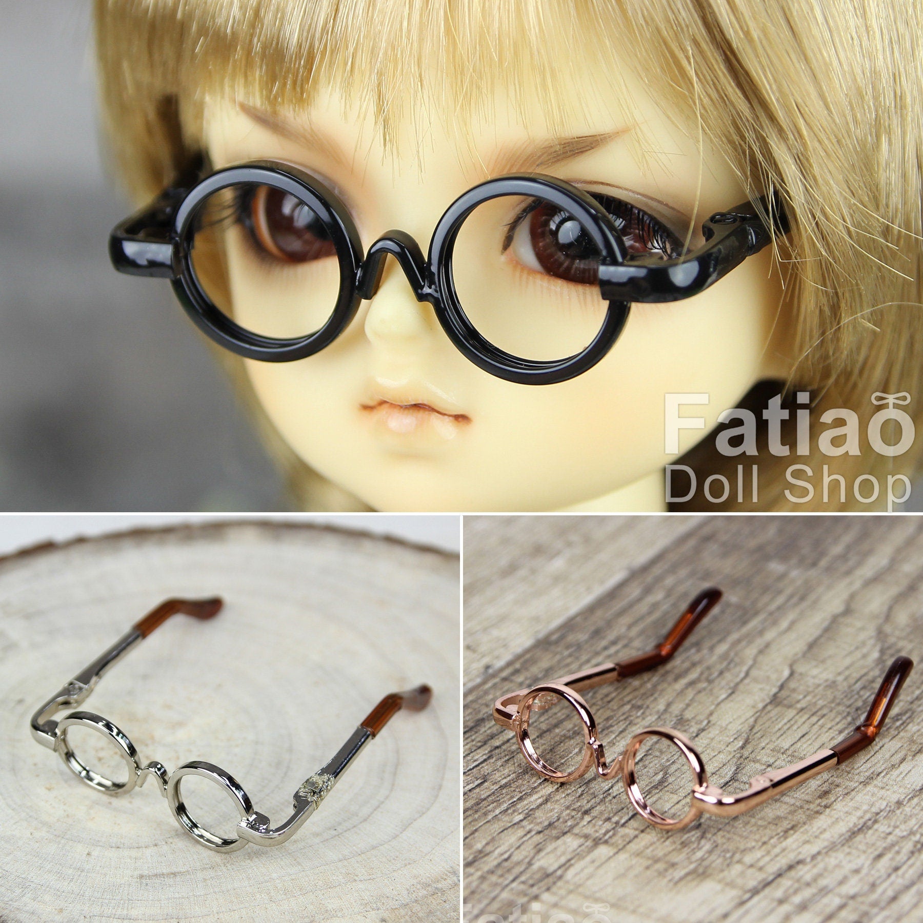 New fashion Full-Rim Dolls round Glasses fit 1/6 BJD YOSD size