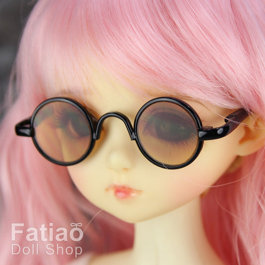 New fashion Dolls Round frame glasses fit 1/4 BJD MSD mini Super Dollfie - Tea Black