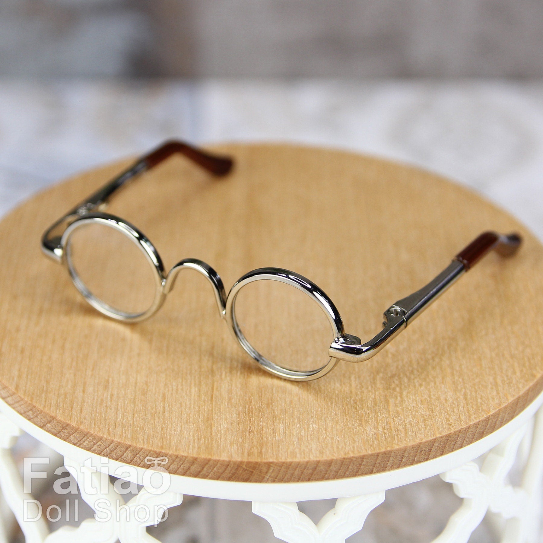 New fashion Dolls Round frame glasses fit 1/4 BJD MSD mini Super Dollfie - Silver