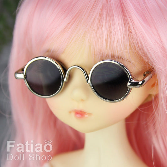 New fashion Dolls Round frame glasses fit 1/4 BJD MSD mini Super Dollfie - silver