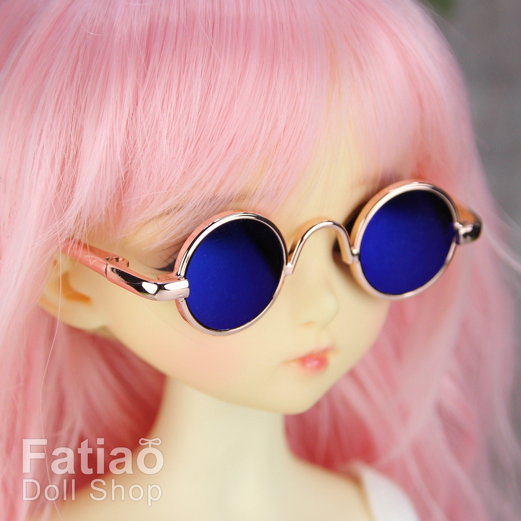 New fashion Dolls Round frame glasses fit 1/4 BJD MSD mini Super Dollfie - Gold