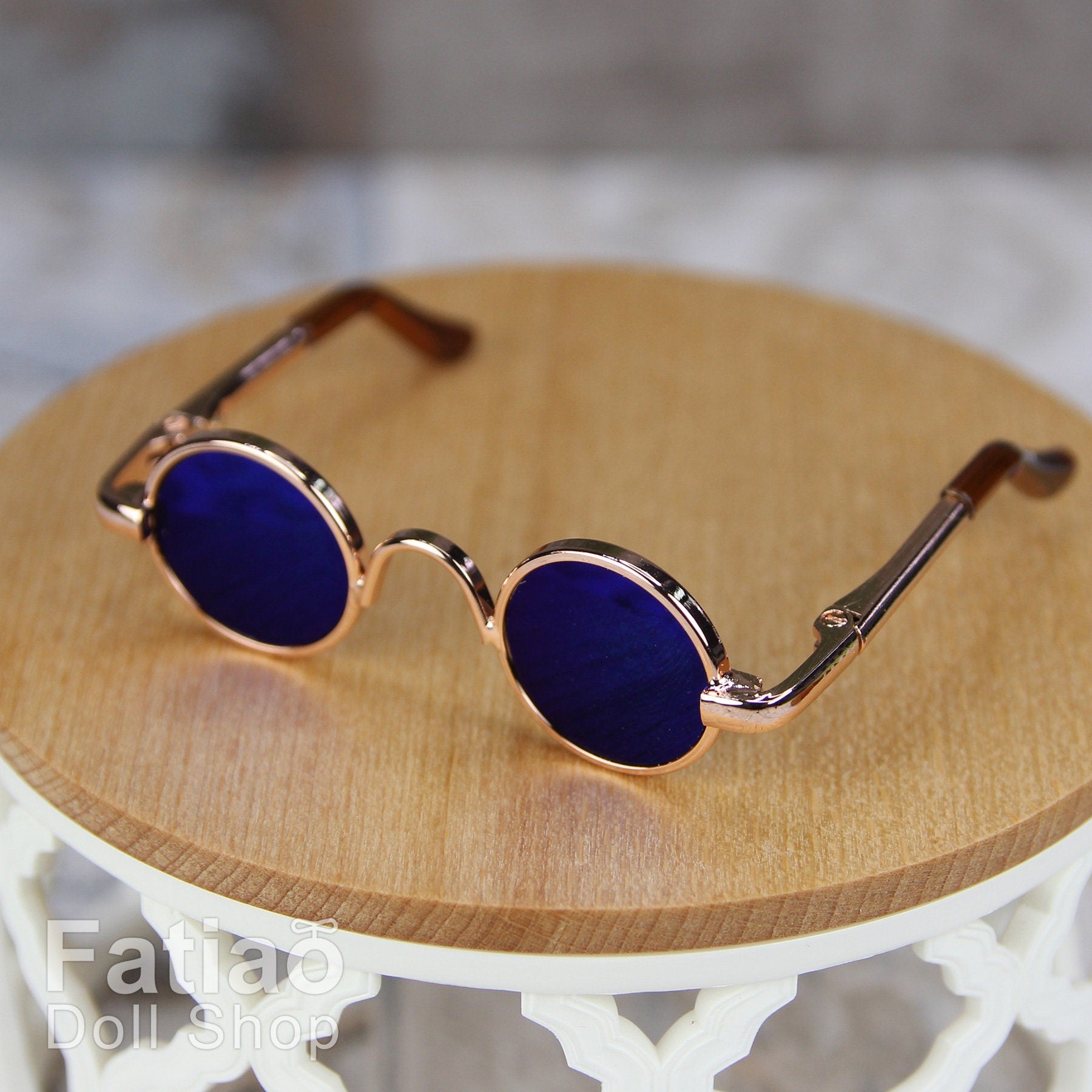 New fashion Dolls Round frame glasses fit 1/4 BJD MSD mini Super Dollfie - Gold