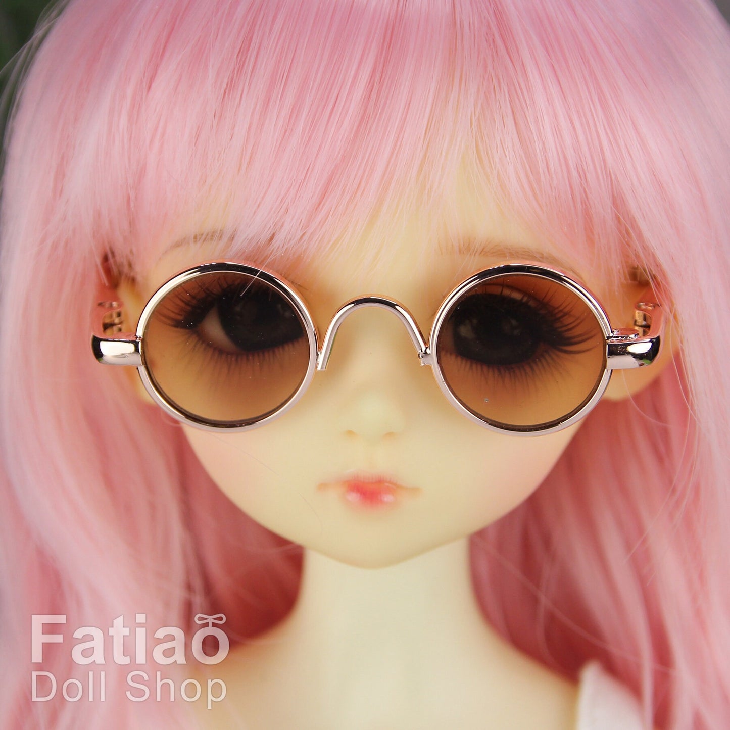 New fashion Dolls Round frame glasses fit 1/4 BJD MSD mini Super Dollfie - Gold