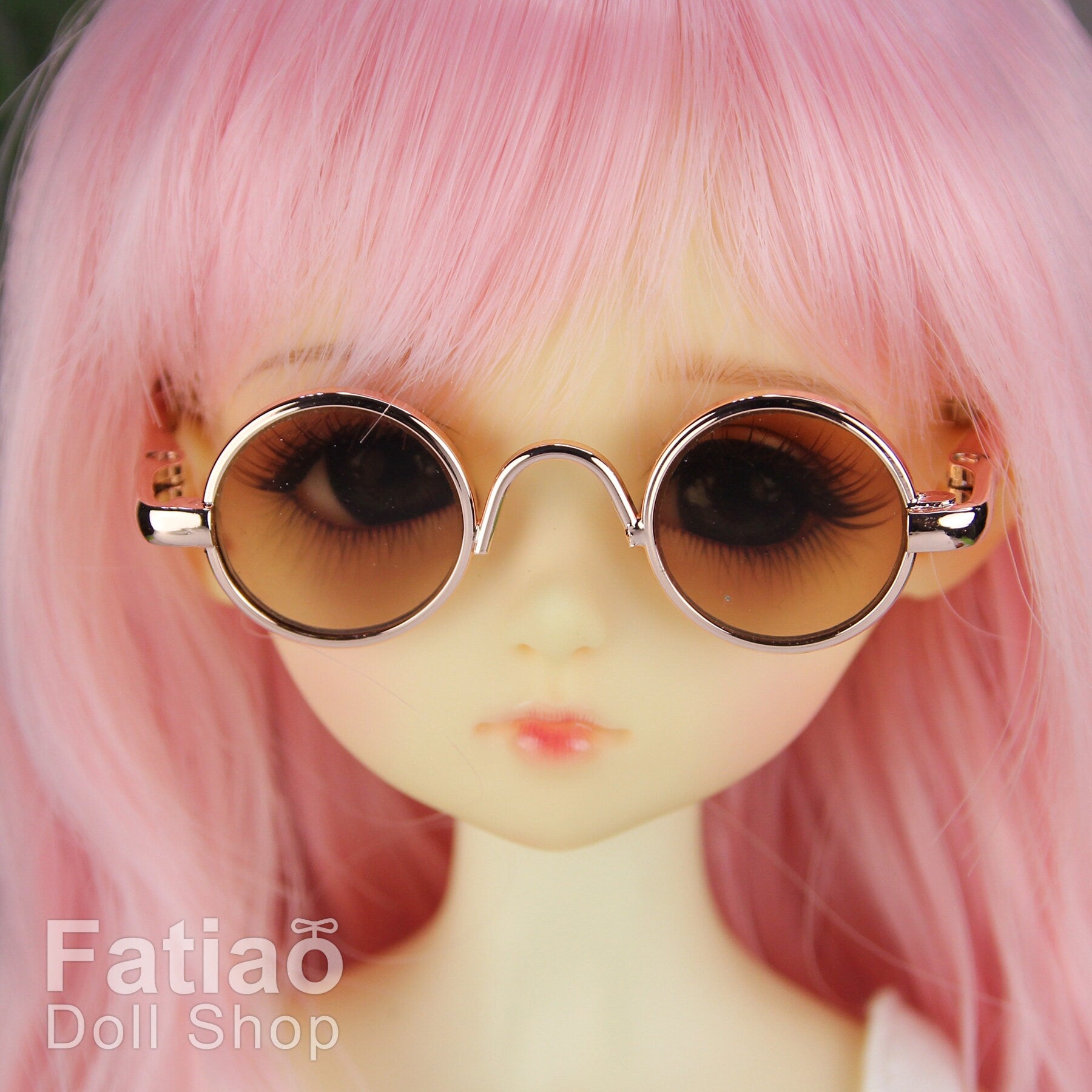 New fashion Dolls Round frame glasses fit 1/4 BJD MSD mini Super Dollfie - Gold