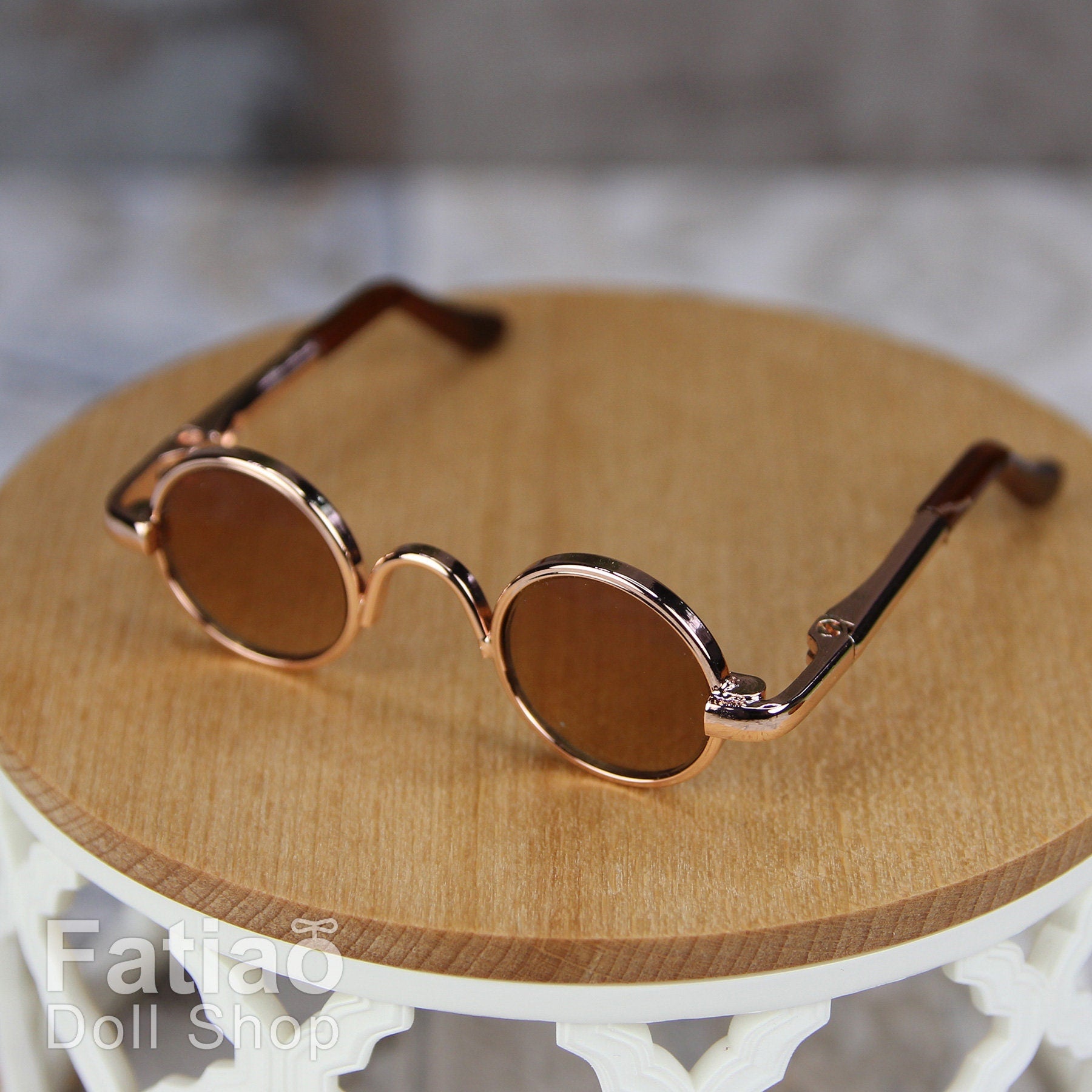 New fashion Dolls Round frame glasses fit 1/4 BJD MSD mini Super Dollfie - Gold
