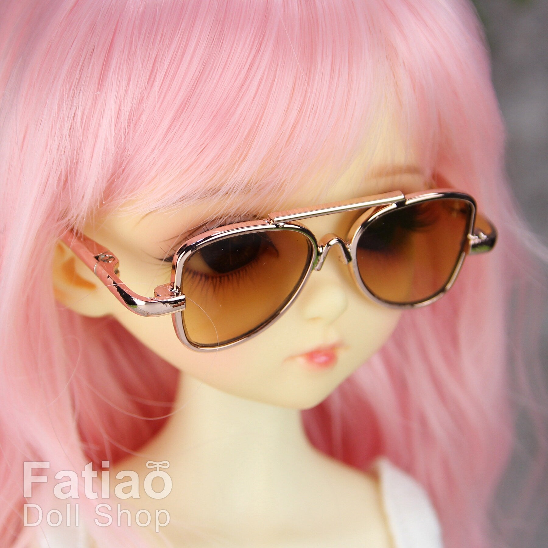 New fashion Dolls Round frame glasses fit 1/4 BJD MSD mini Super Dollfie - Gold