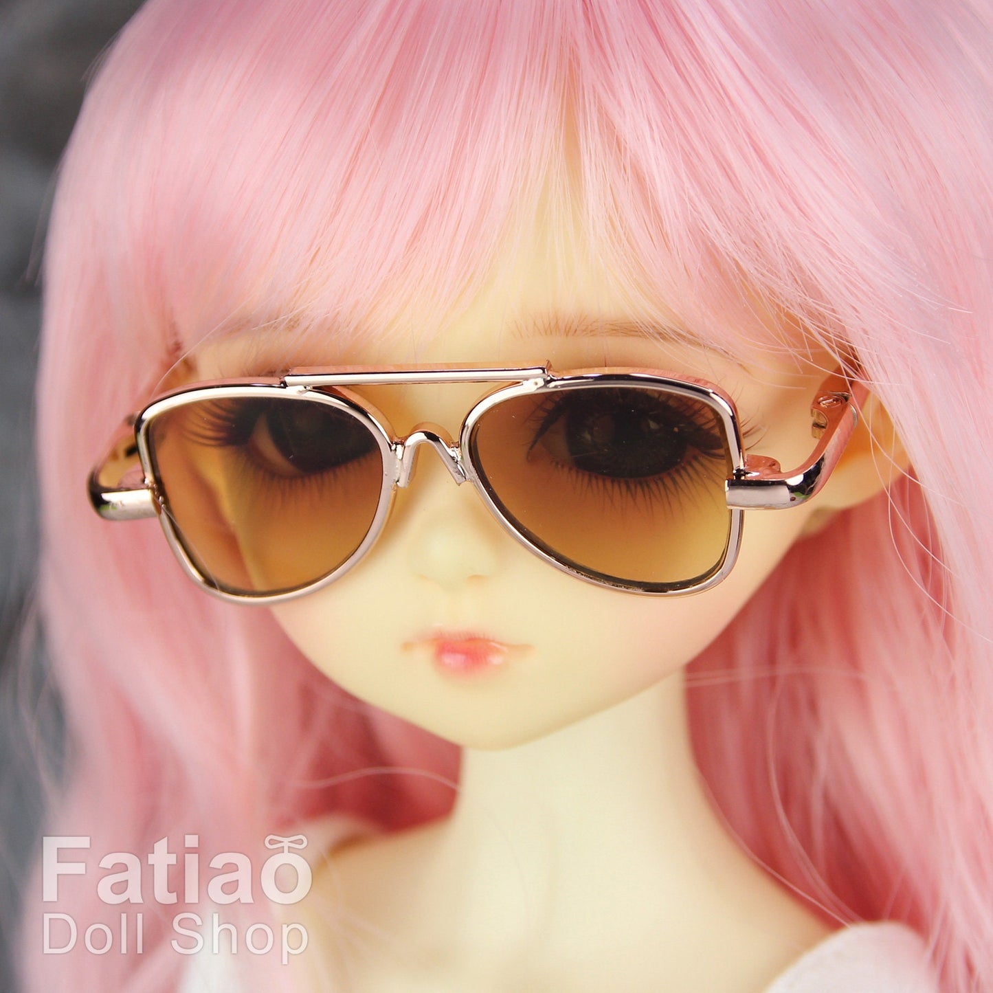 New fashion Dolls Round frame glasses fit 1/4 BJD MSD mini Super Dollfie - Gold