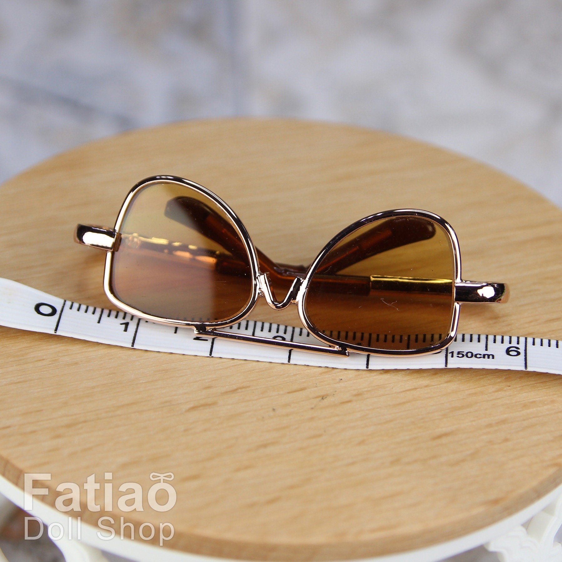 New fashion Dolls Round frame glasses fit 1/4 BJD MSD mini Super Dollfie - Gold