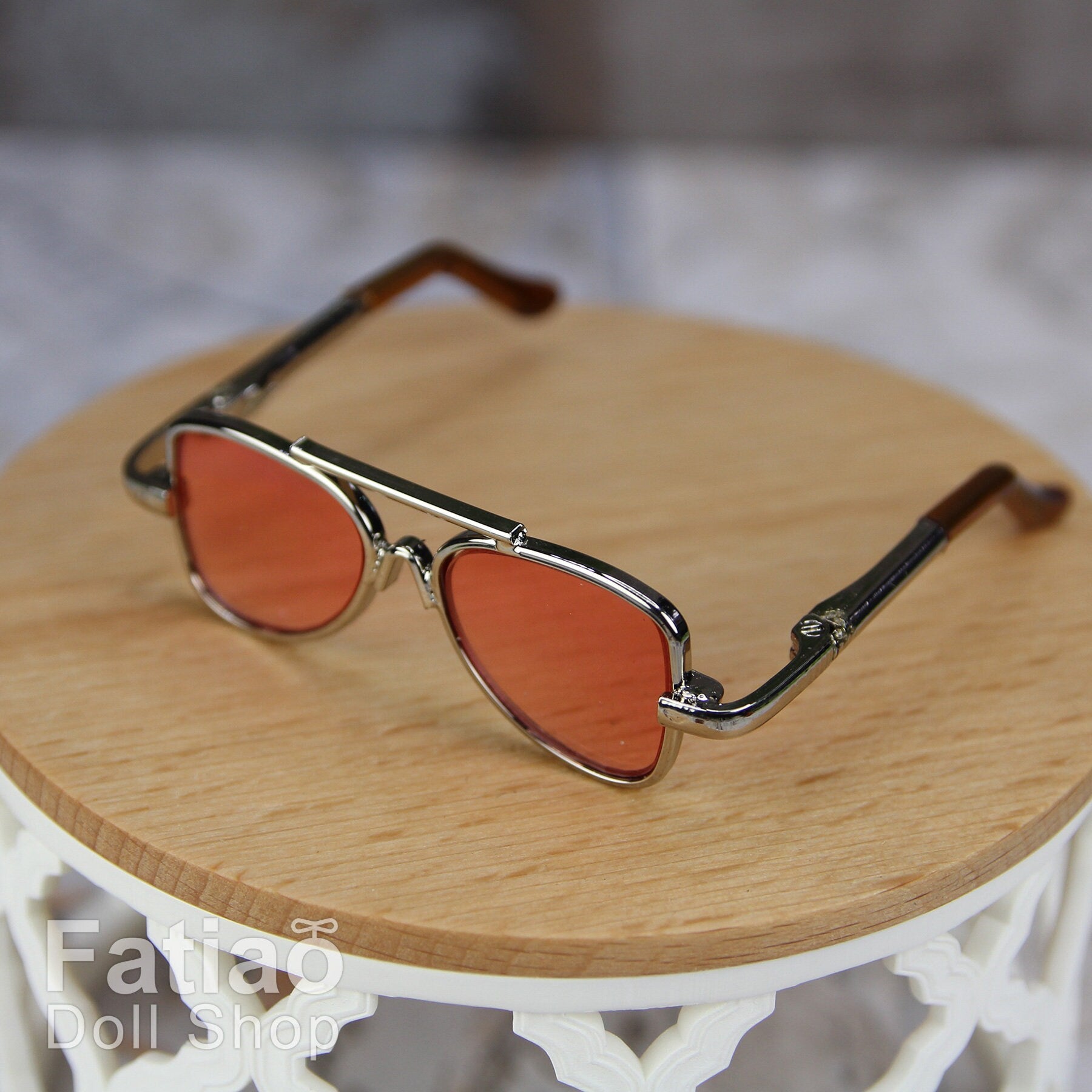 New fashion Dolls Round frame glasses fit 1/4 BJD MSD mini Super Dollfie - Gold