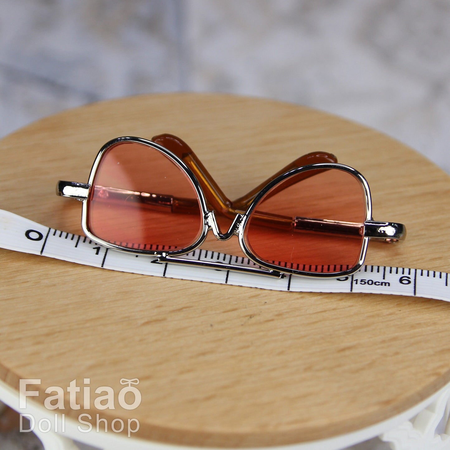 New fashion Dolls Round frame glasses fit 1/4 BJD MSD mini Super Dollfie - Gold