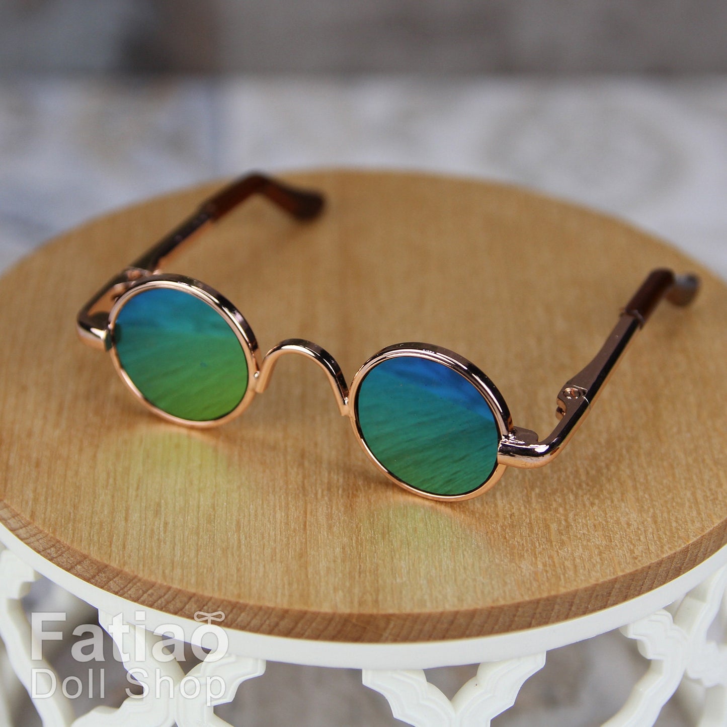 New fashion Dolls Round frame glasses fit 1/4 BJD MSD mini Super Dollfie - Gold Colorful
