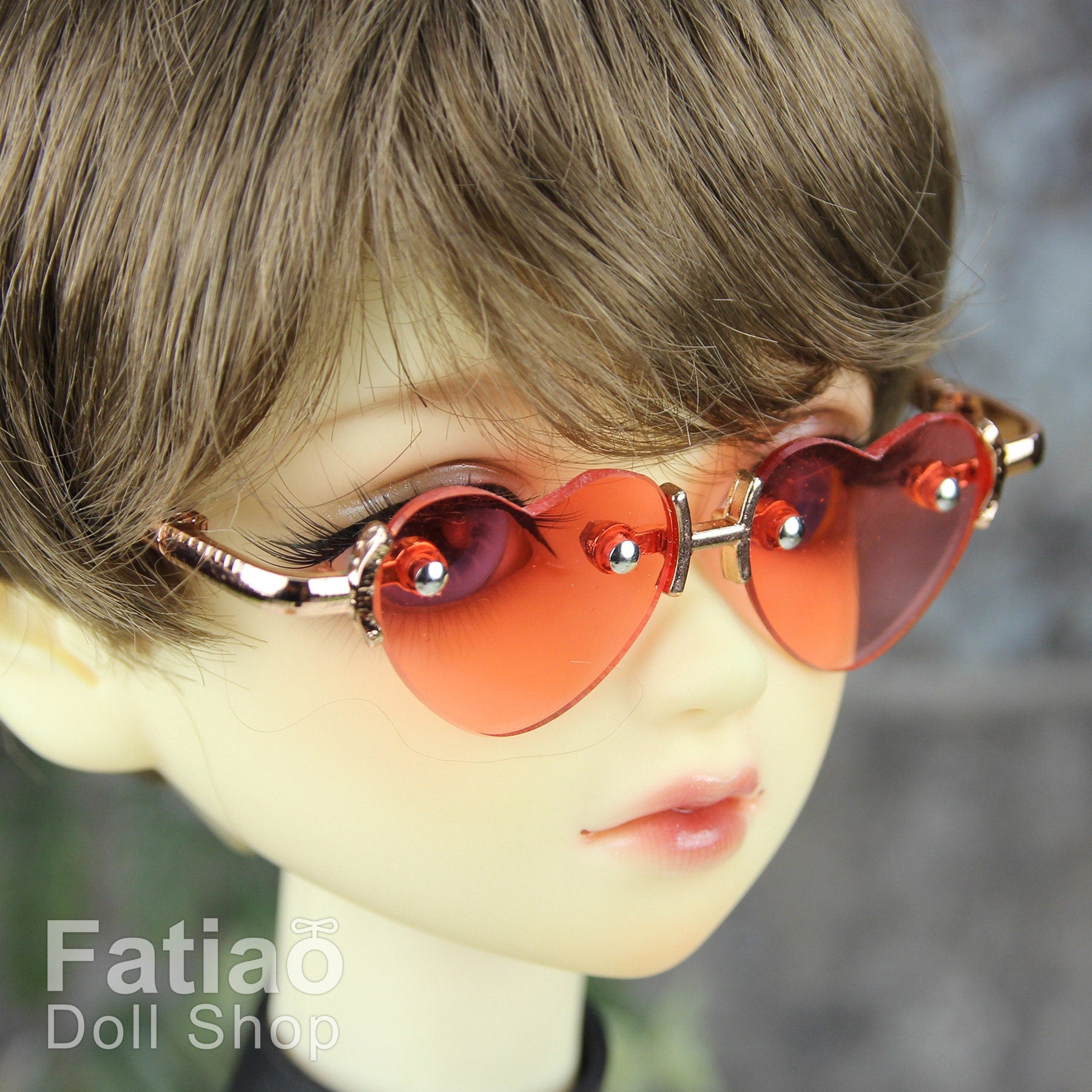 New fashion Rimless Frames Dolls Glasses fit 1/3 BJD SD Super Dollfie Red Heart