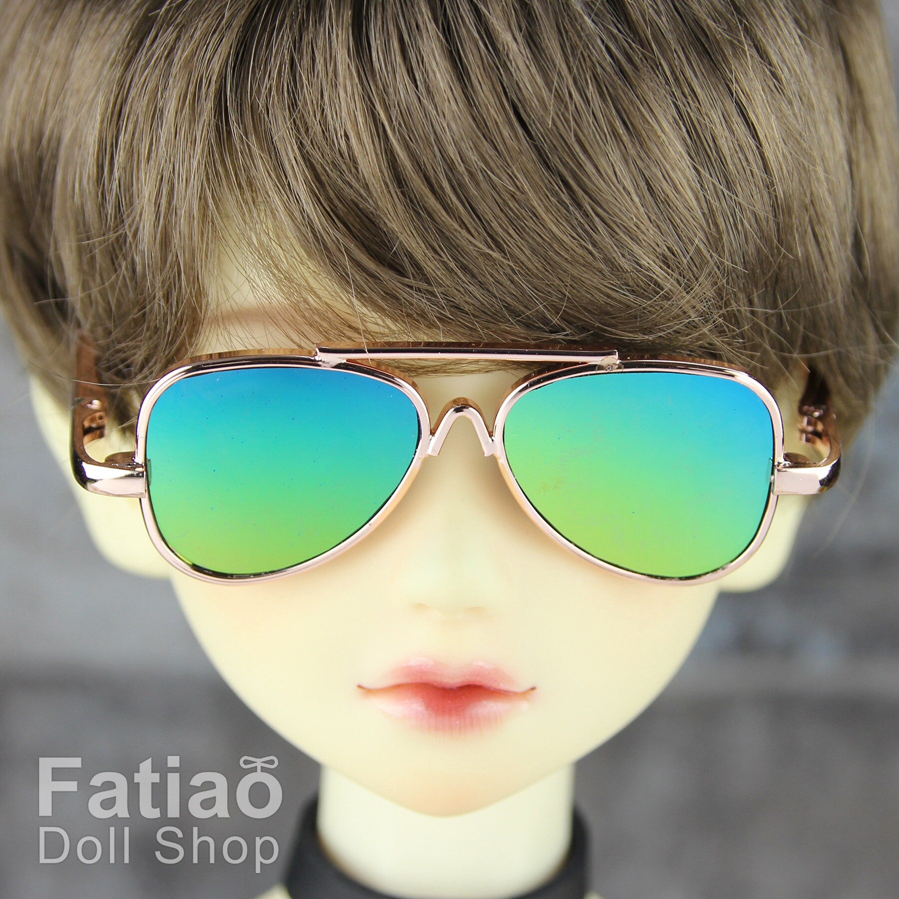 New fashion Rimless Frames Dolls Sun Glasses fit 1/3 BJD SD Super Dollfie - Gold