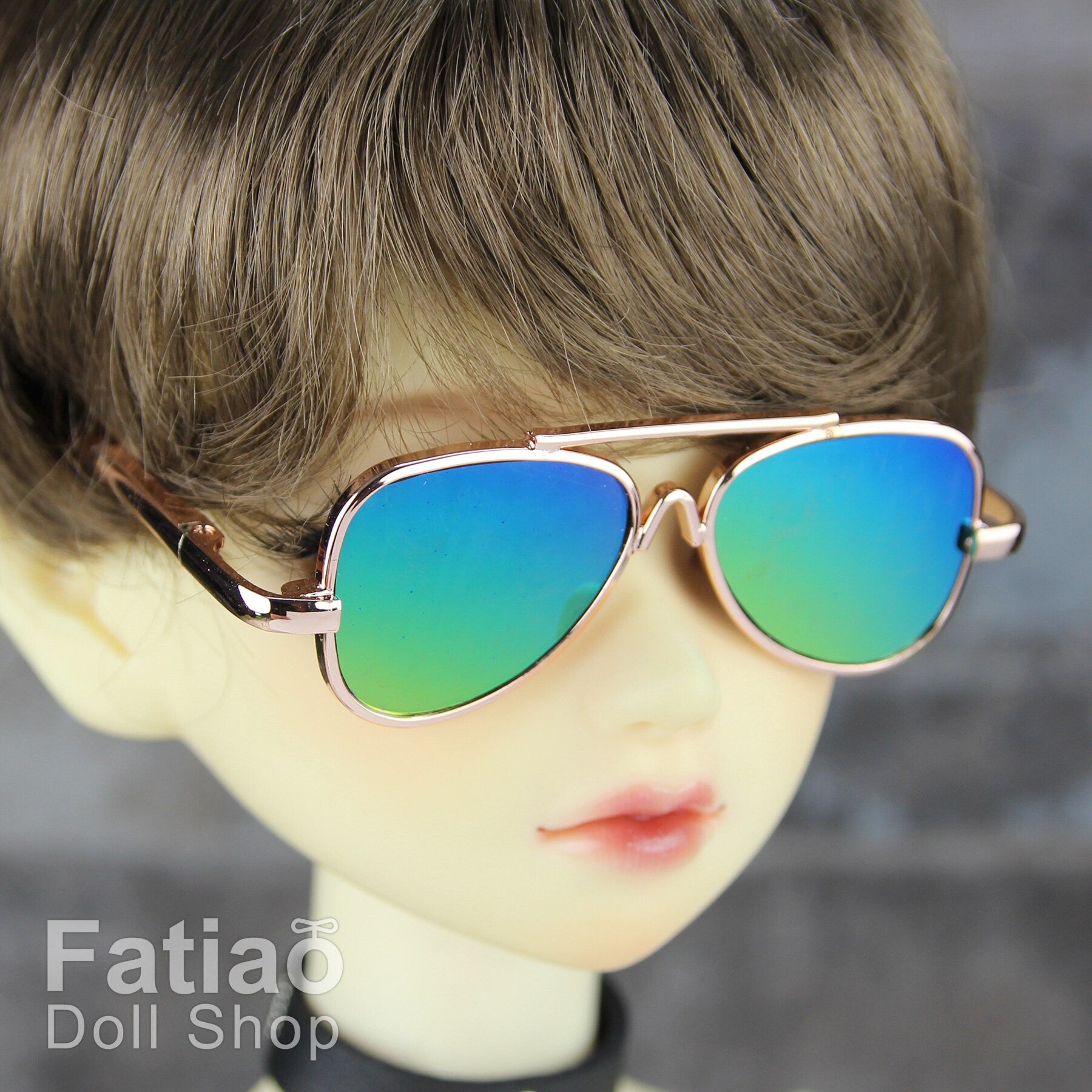 New fashion Rimless Frames Dolls Sun Glasses fit 1/3 BJD SD Super Dollfie - Gold