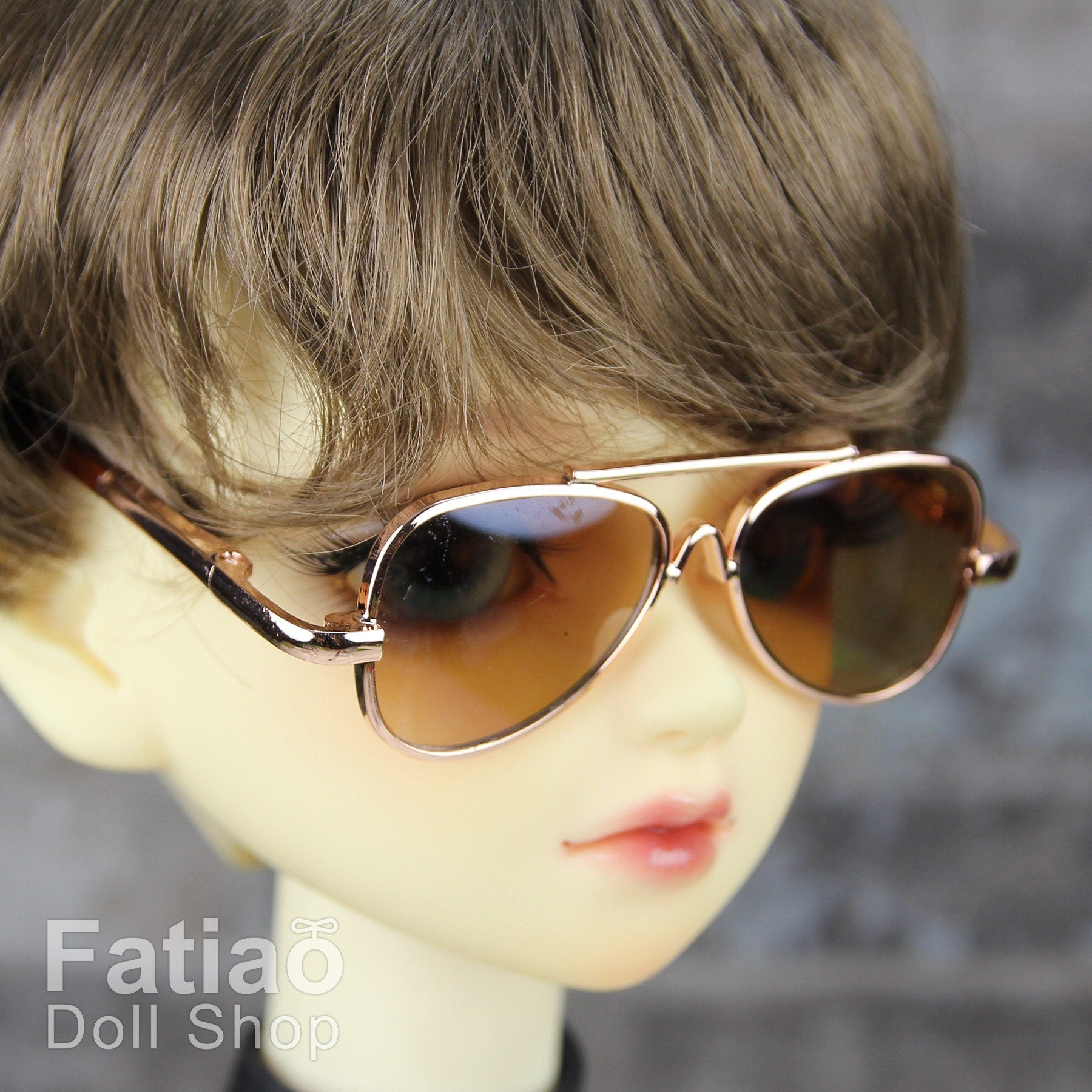 New fashion Full-Rim Dolls Glasses fit 1/3 BJD SD Super Dollfie - Gold