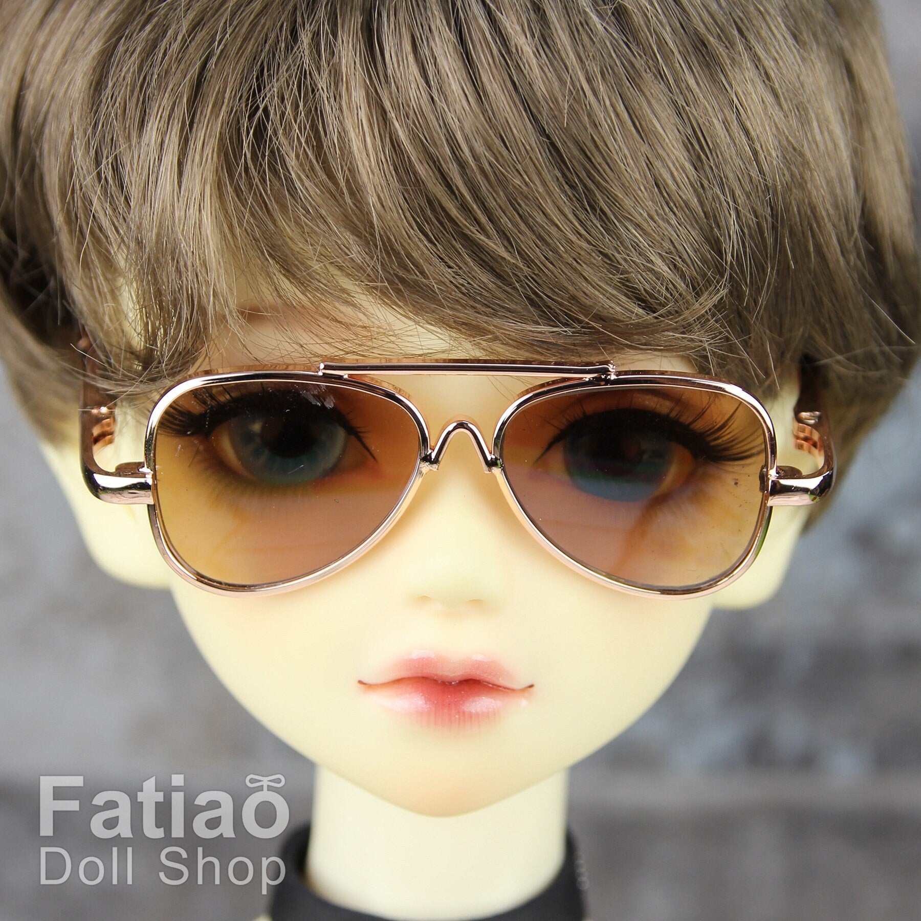 New fashion Full-Rim Dolls Glasses fit 1/3 BJD SD Super Dollfie - Gold
